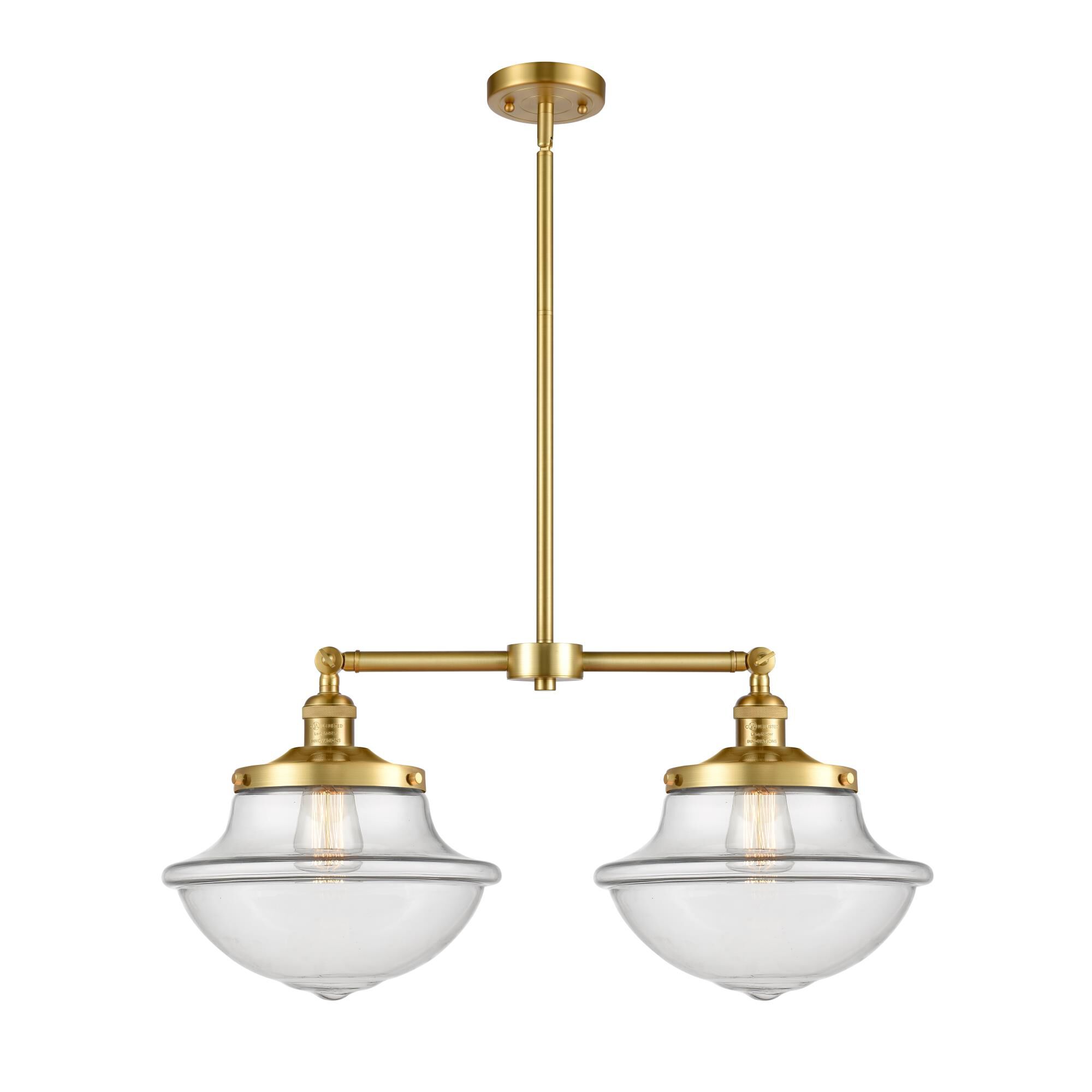 Shown in Satin Gold finish and Clear Large Oxford glass