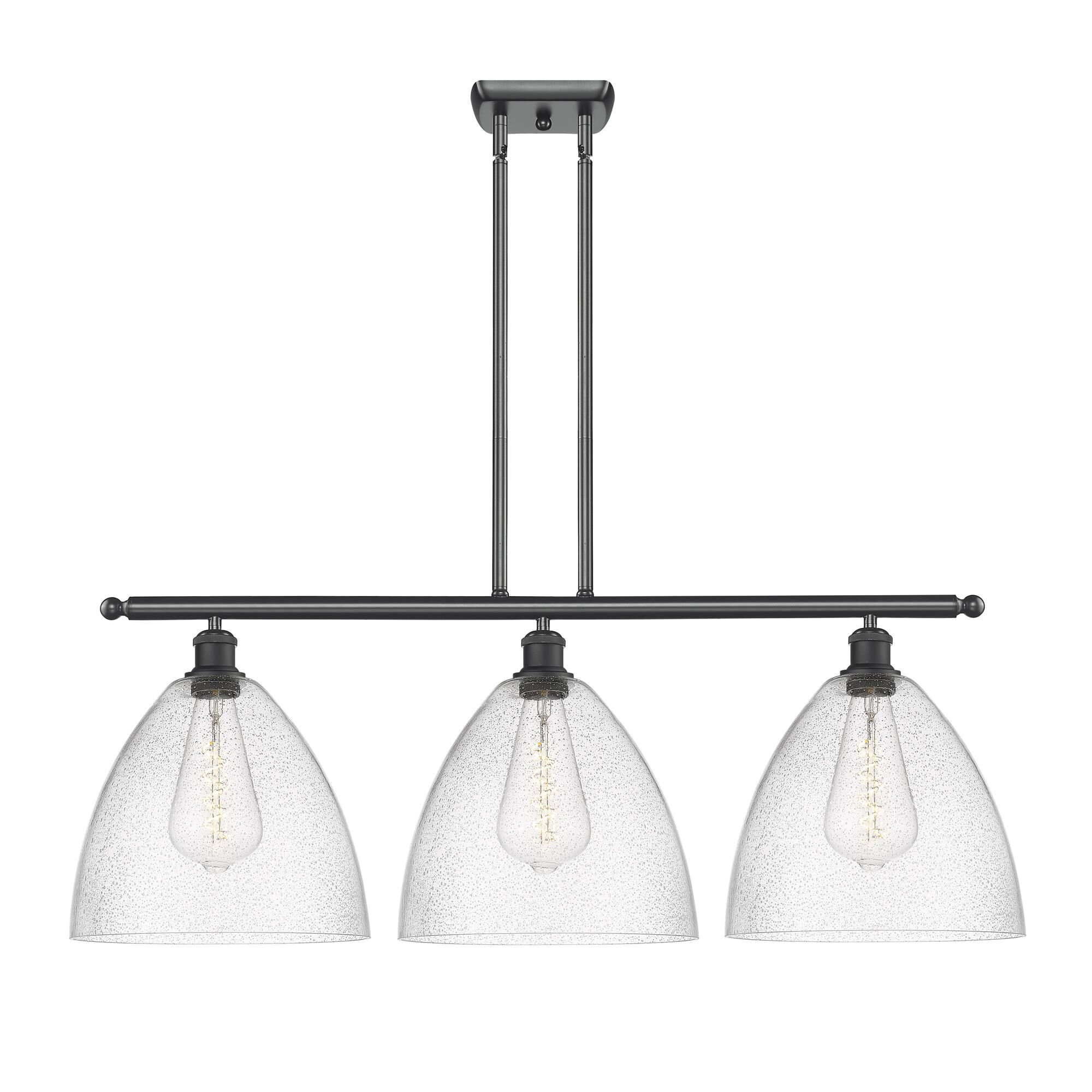 Shown in Matte Black finish and Seedy Ballston Dome glass and No Shade shade