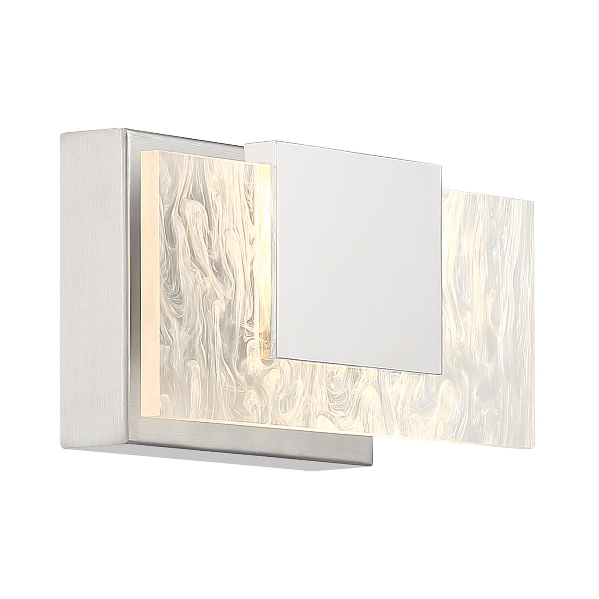 Shown in Chrome and Nickel finish and Clear with Smoke Pattern Acrylic glass