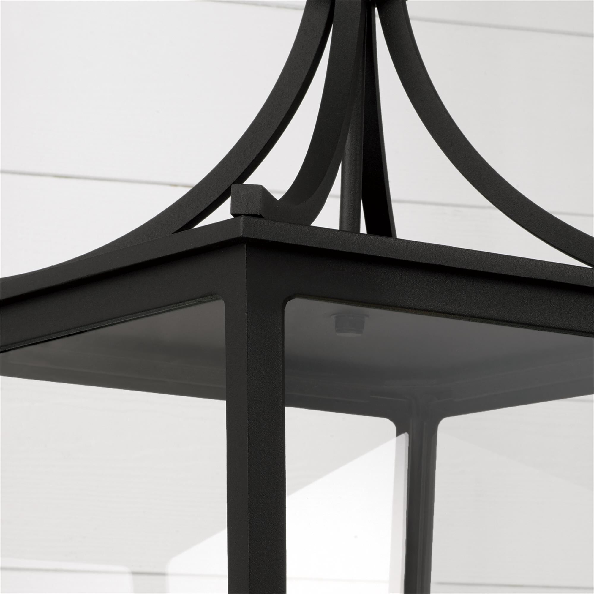 Shown in Black finish and Clear glass