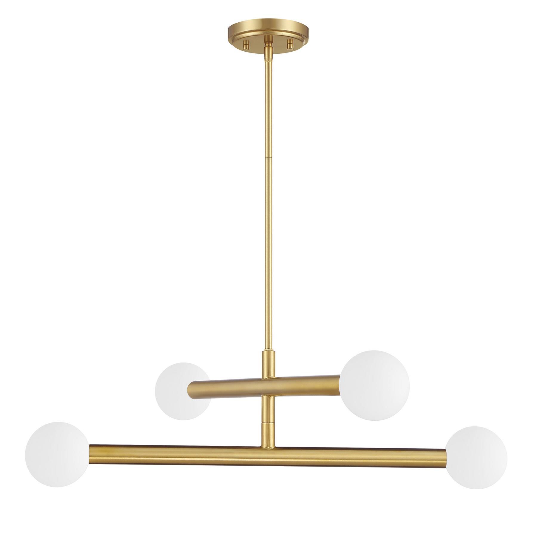 Shown in Natural Brass finish and White Opal glass