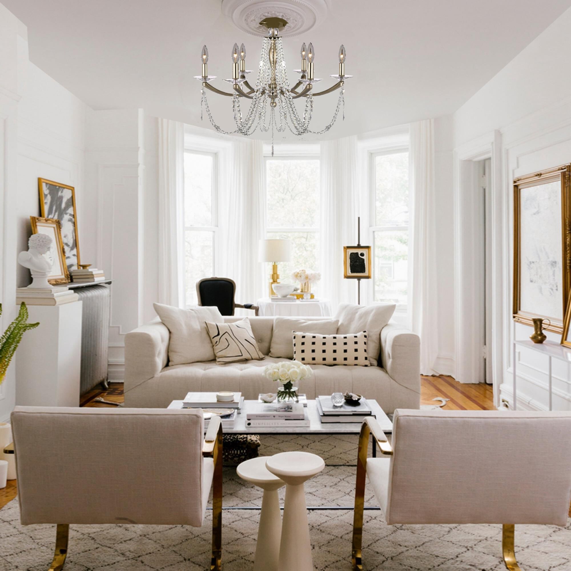 Kensington 26 Inch 6 Light Semi Flush Mount by American Brass and Crystal