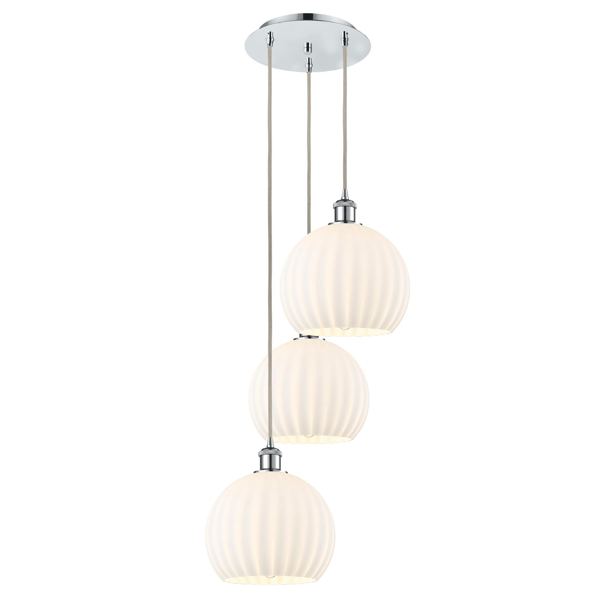 Shown in Polished Chrome finish and White Venetian glass