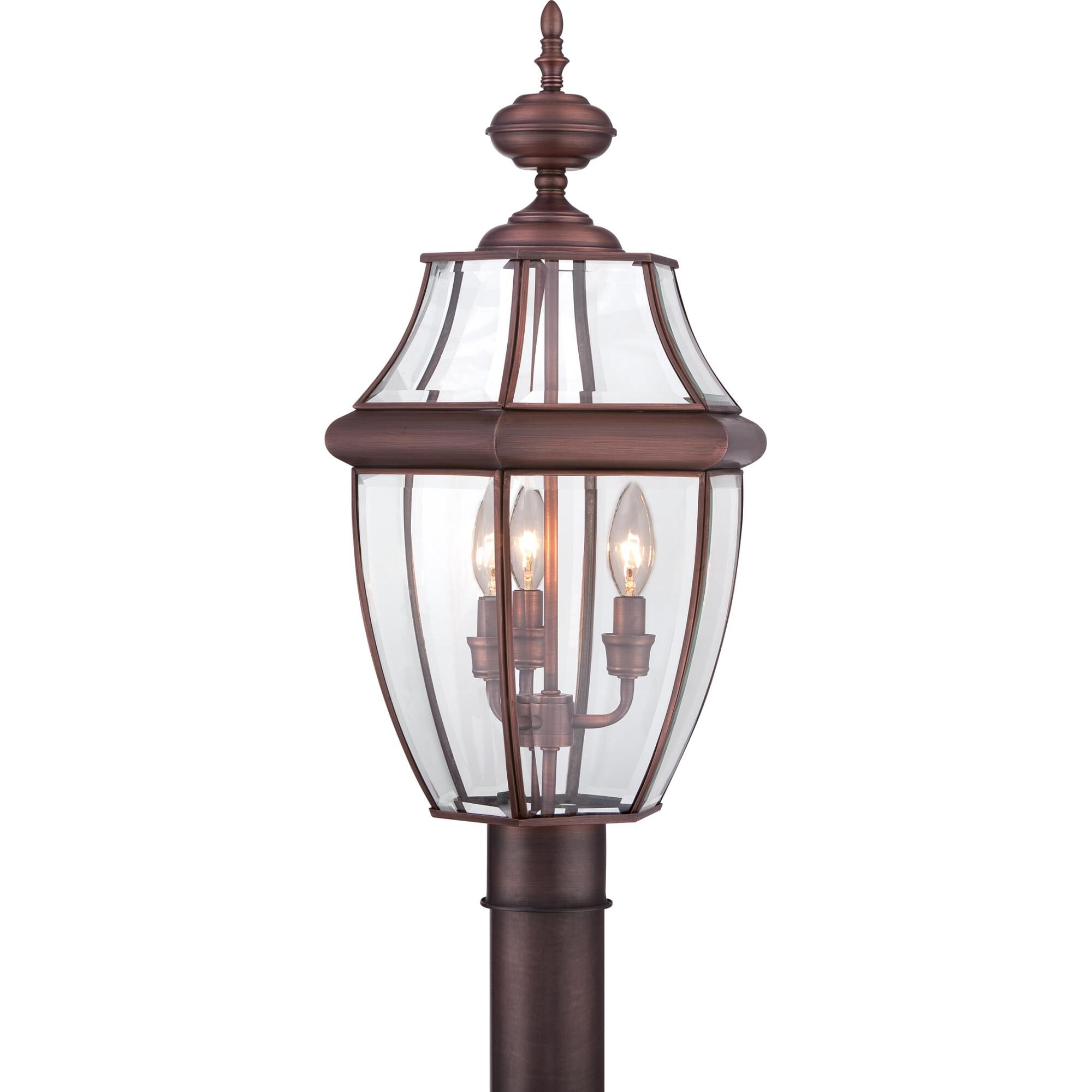 Shown in Aged Copper finish and Clear Beveled glass