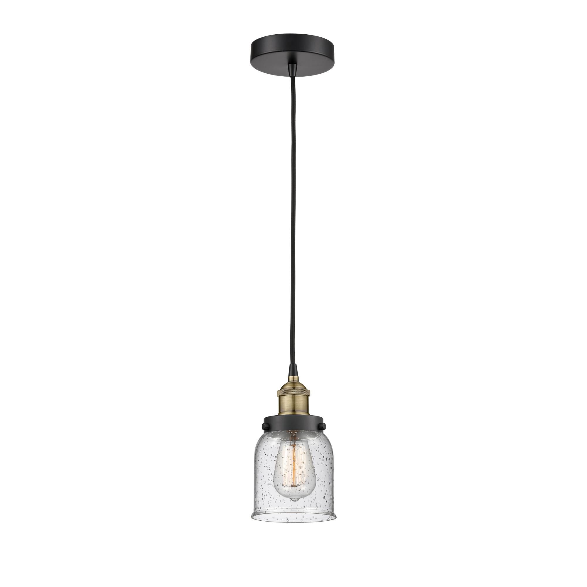 Shown in Black Antique Brass finish and Seedy glass