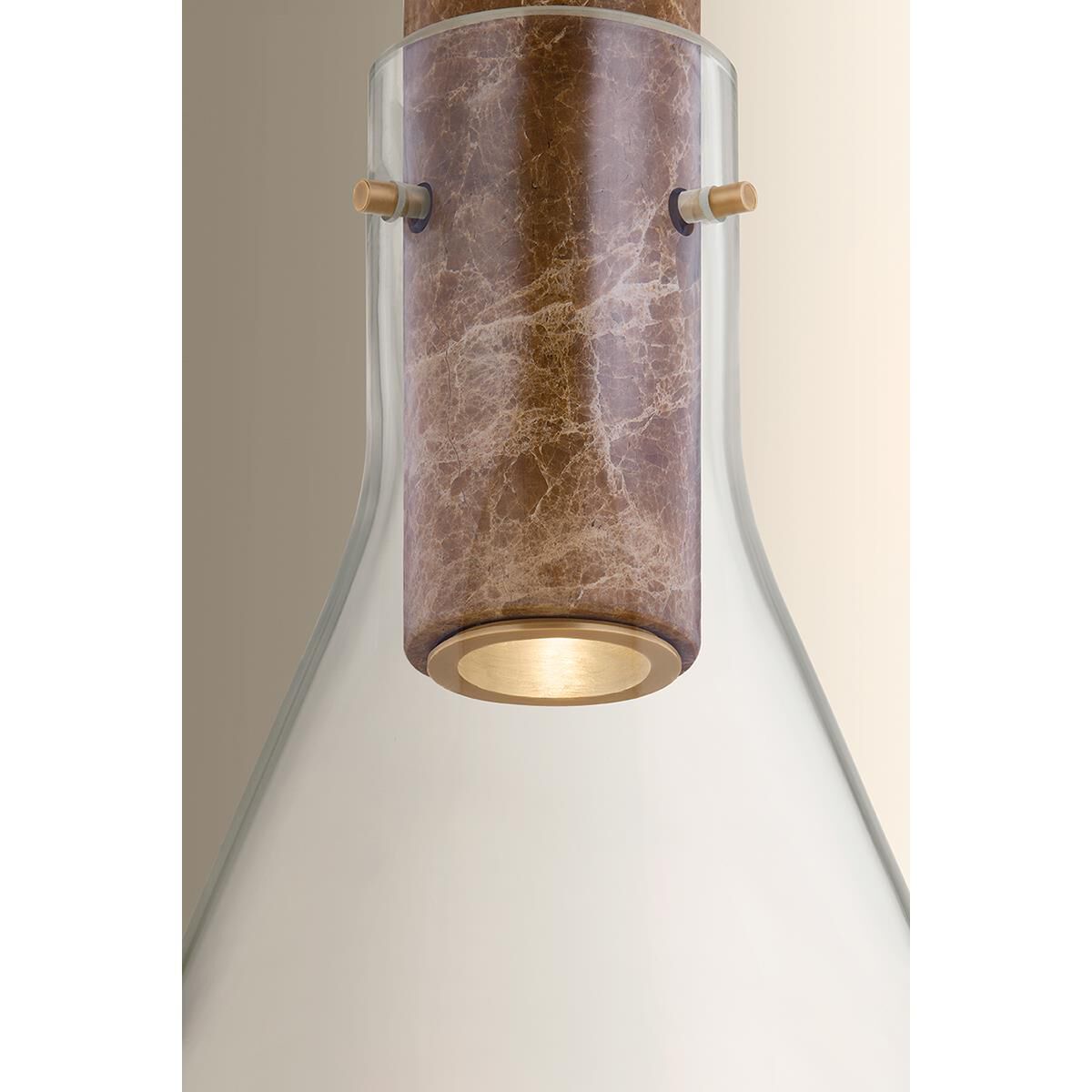 Shown in Patina Brass finish and Clear glass
