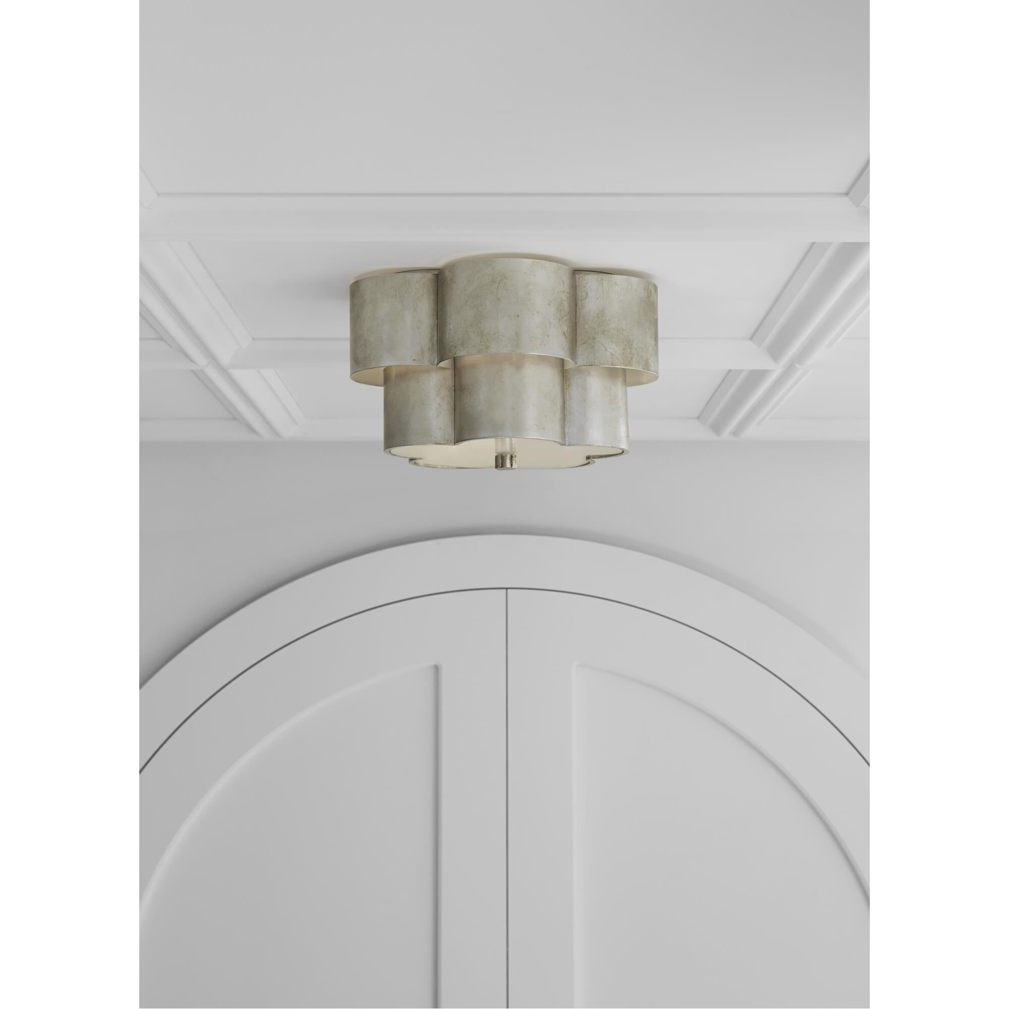 Shown in Burnished Silver Leaf finish and Frosted Acrylic glass