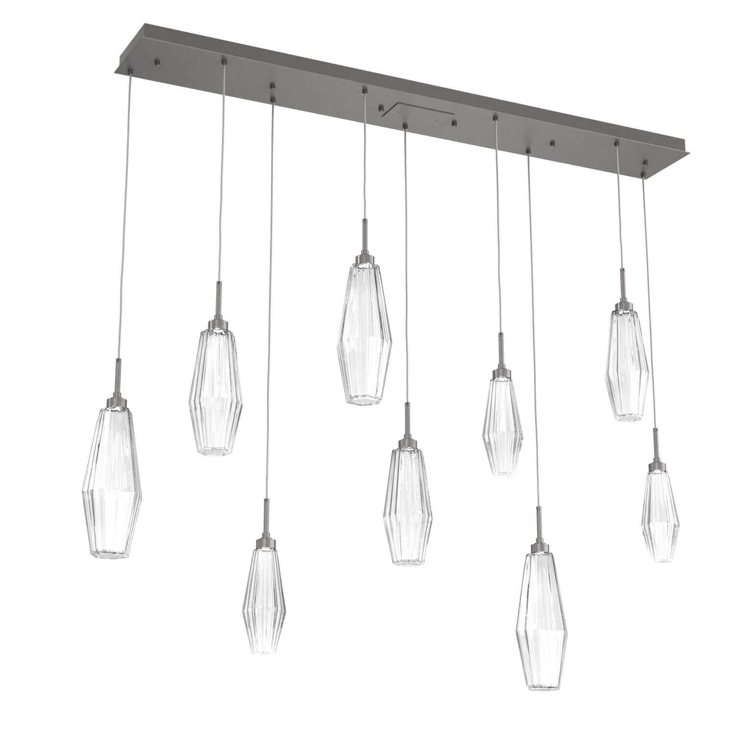 Shown in Graphite finish and Optic Rib Blown And Clear glass