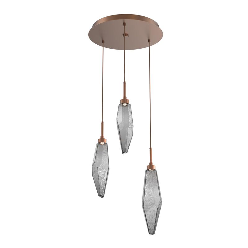 Rock Crystal 17 Inch 3 Light Multi Light Pendant by Hammerton Studio