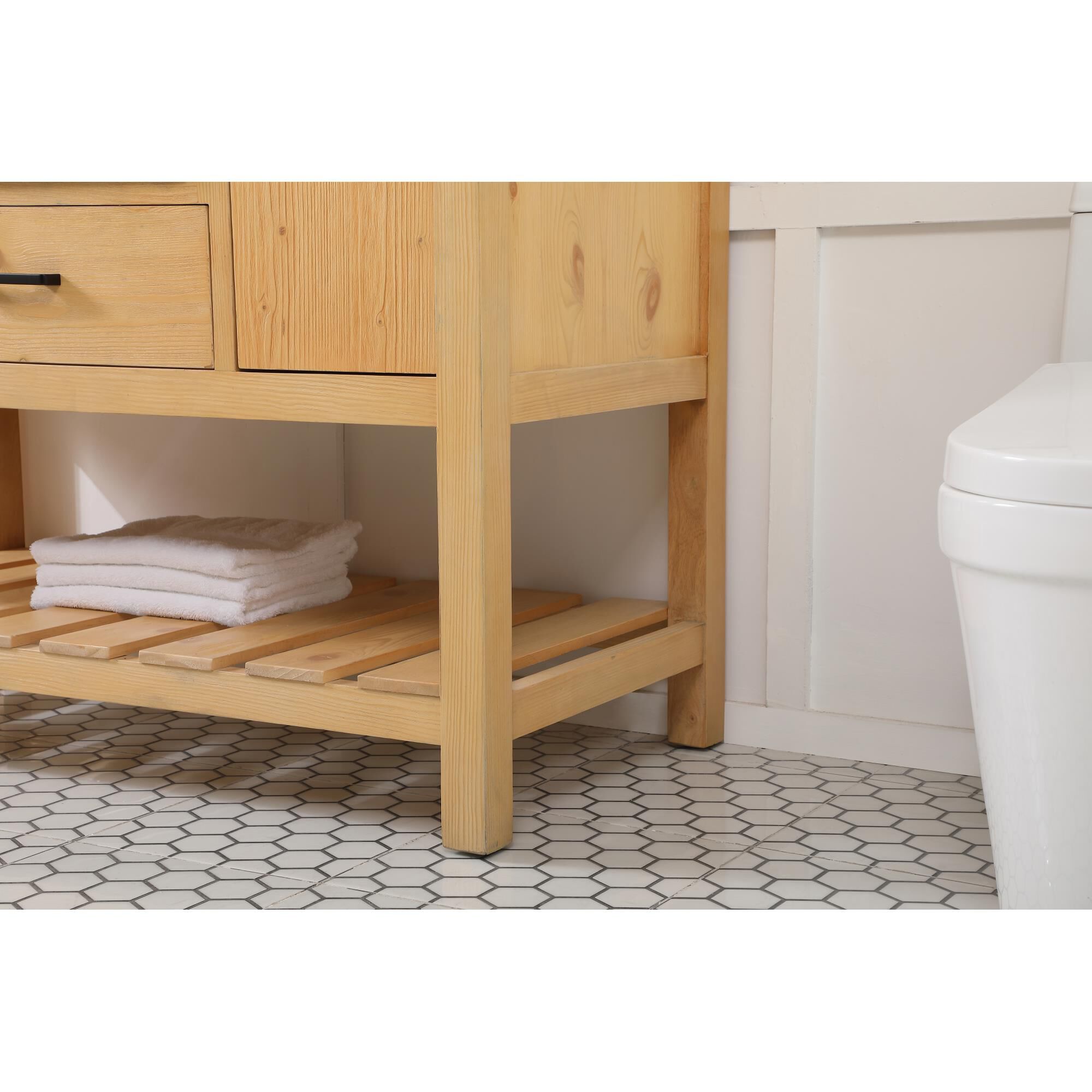 Shown in Natural Wood finish and With Backsplash accent