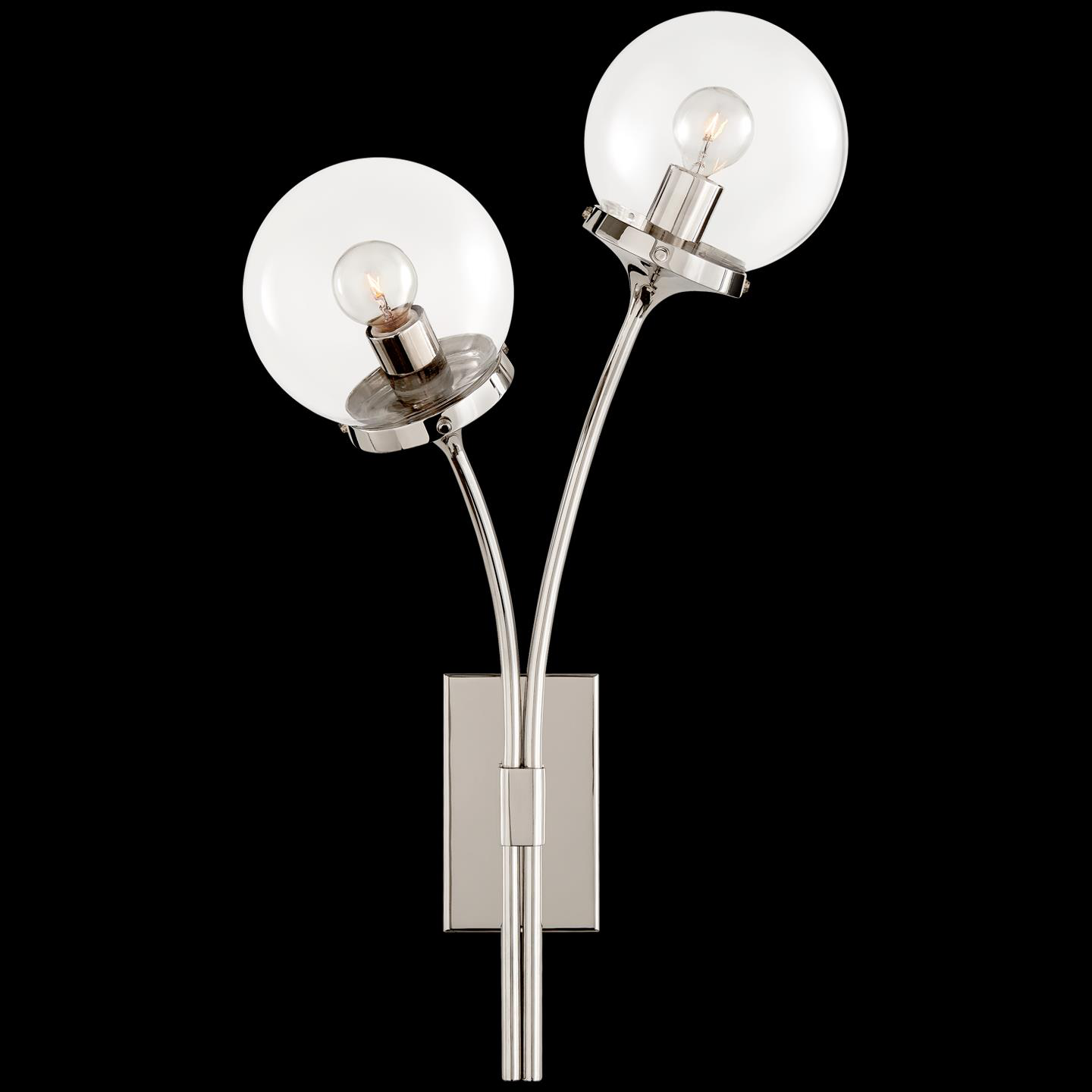 Shown in Polished Nickel finish and Clear glass