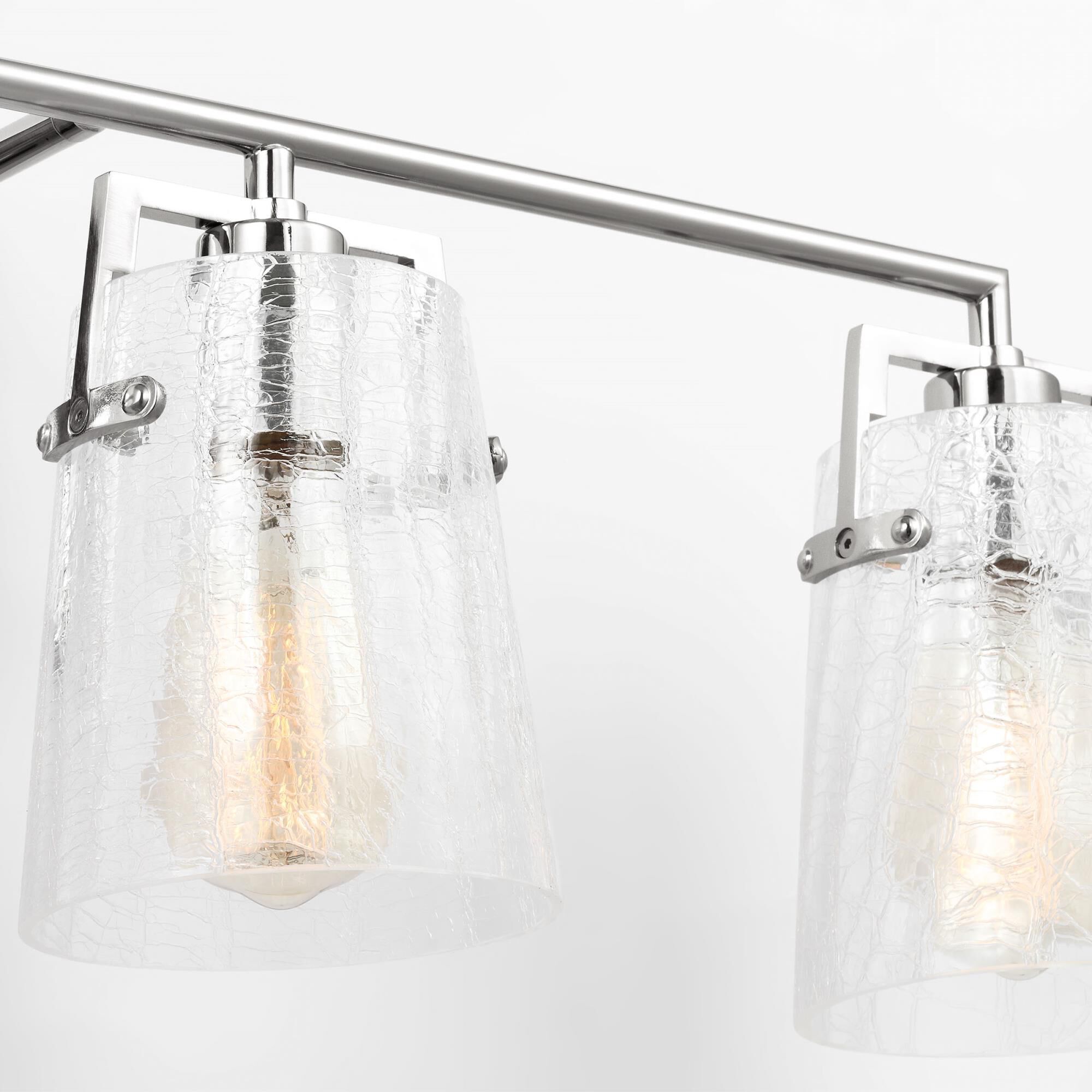 Shown in Chrome finish and Clear Crackle glass