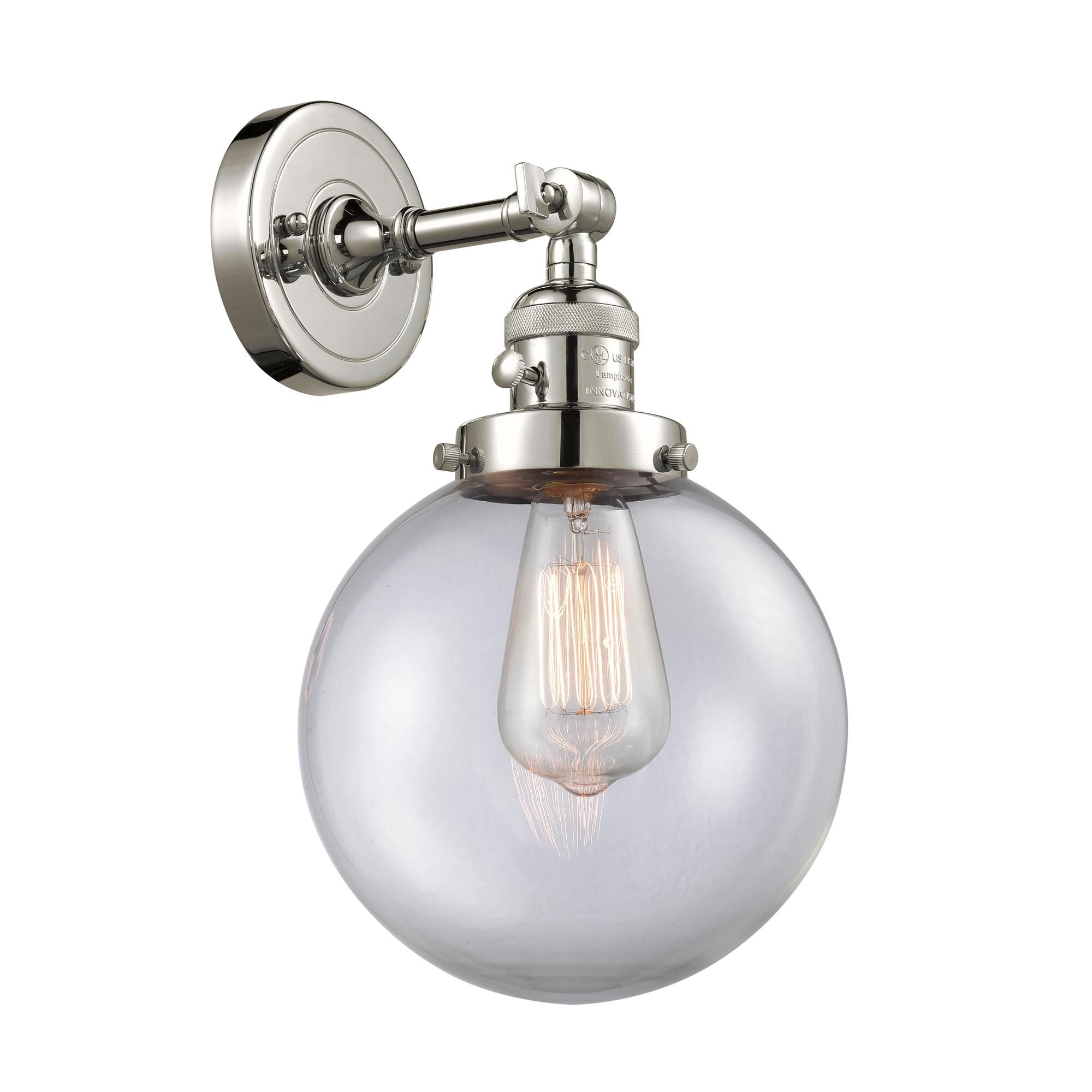 Shown in Polished Nickel finish and Clear glass