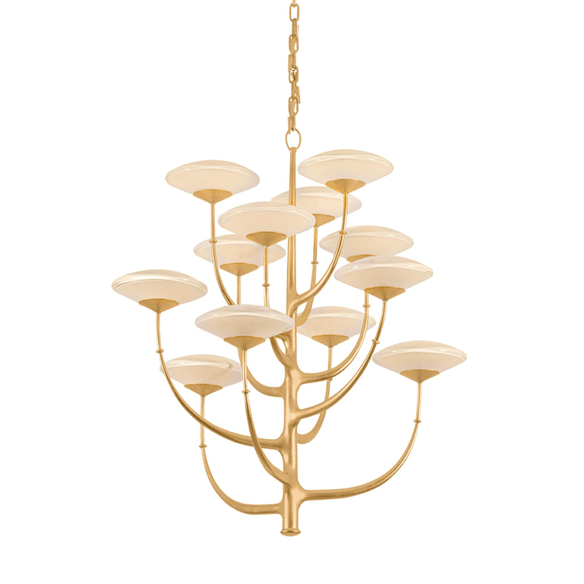 Shown in Vintage Gold Leaf finish and Bianca shade