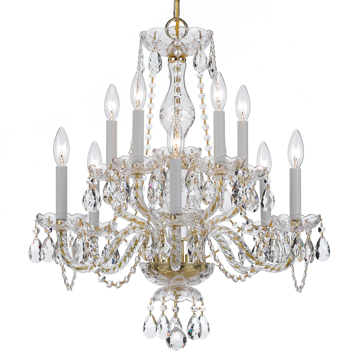 Shown in Polished Brass finish and Clear Italian crystal