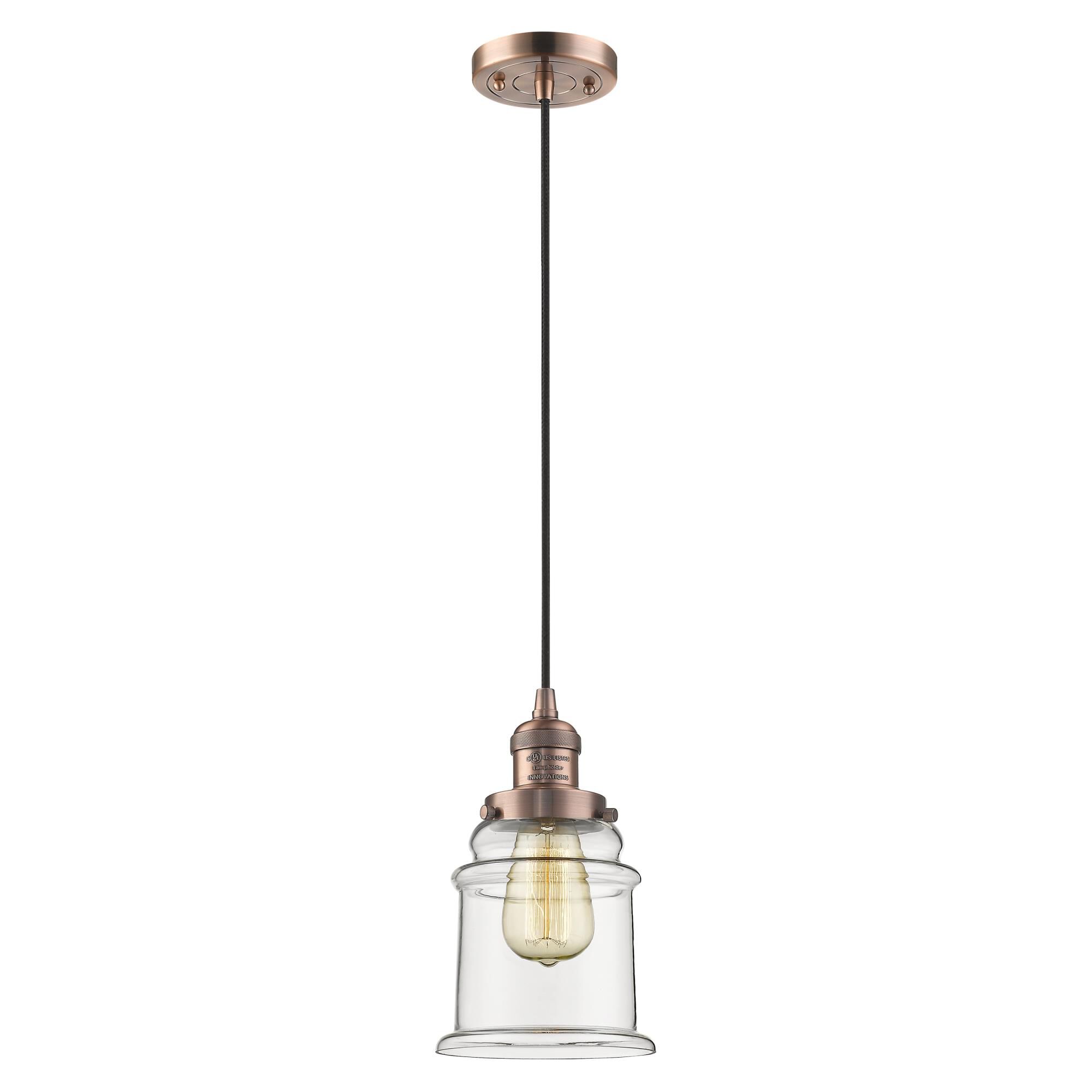 Shown in Antique Copper finish and Clear glass