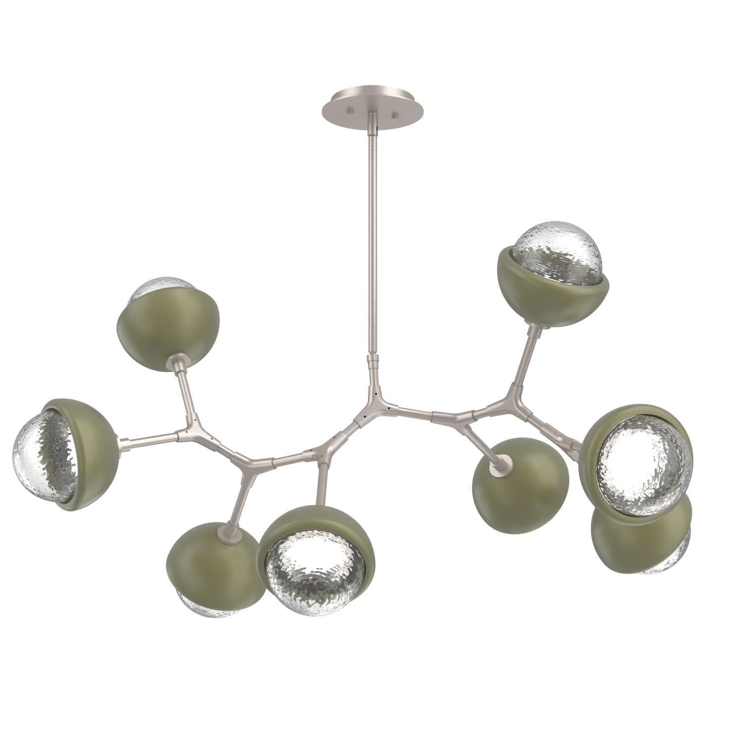 Shown in Beige Silver finish and Clear glass and Sage Green accent