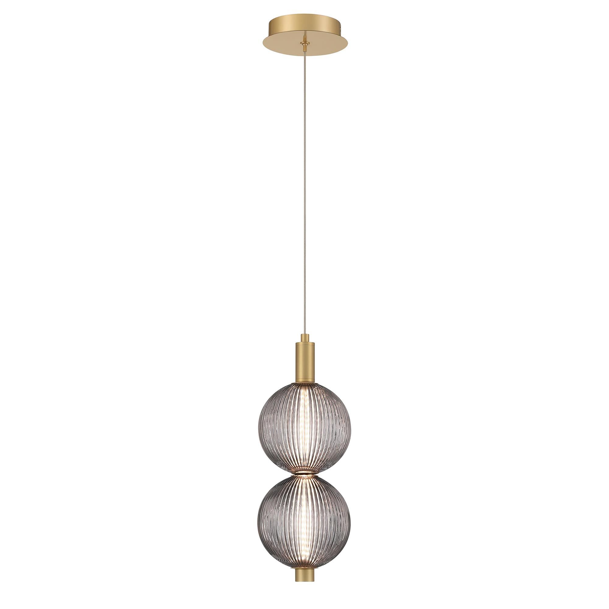 Shown in Gold finish and Smoke Ribbed  glass