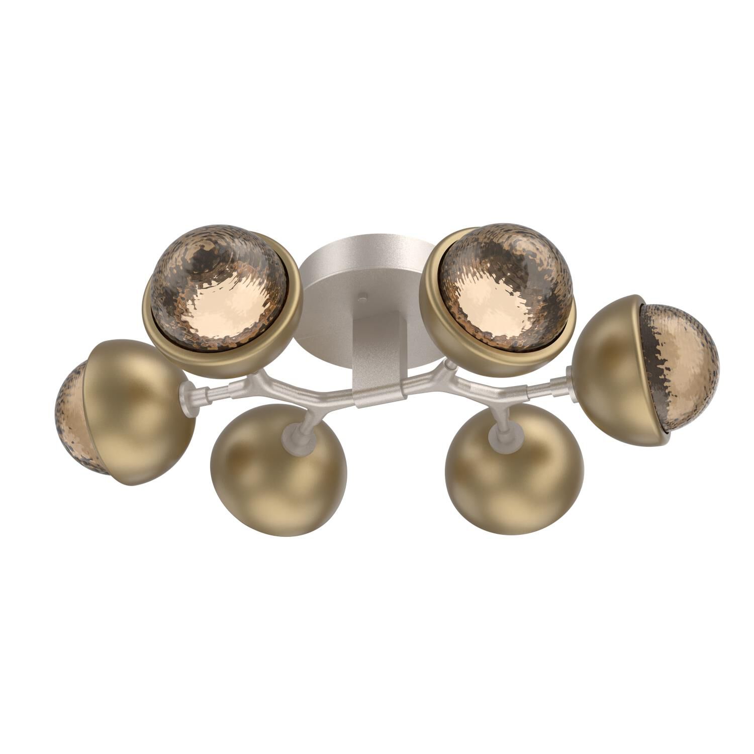 Shown in Beige Silver finish and Bronze glass and Gilded Brass accent