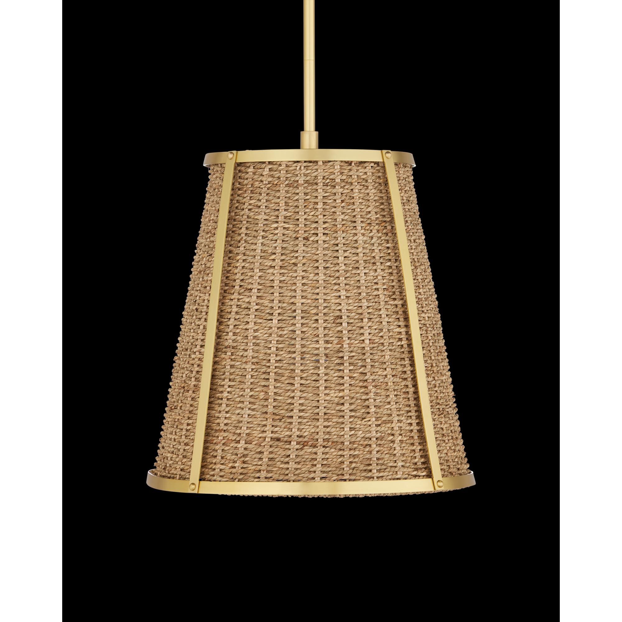 Shown in Natural and Polished Brass finish and Natural Seagrass shade