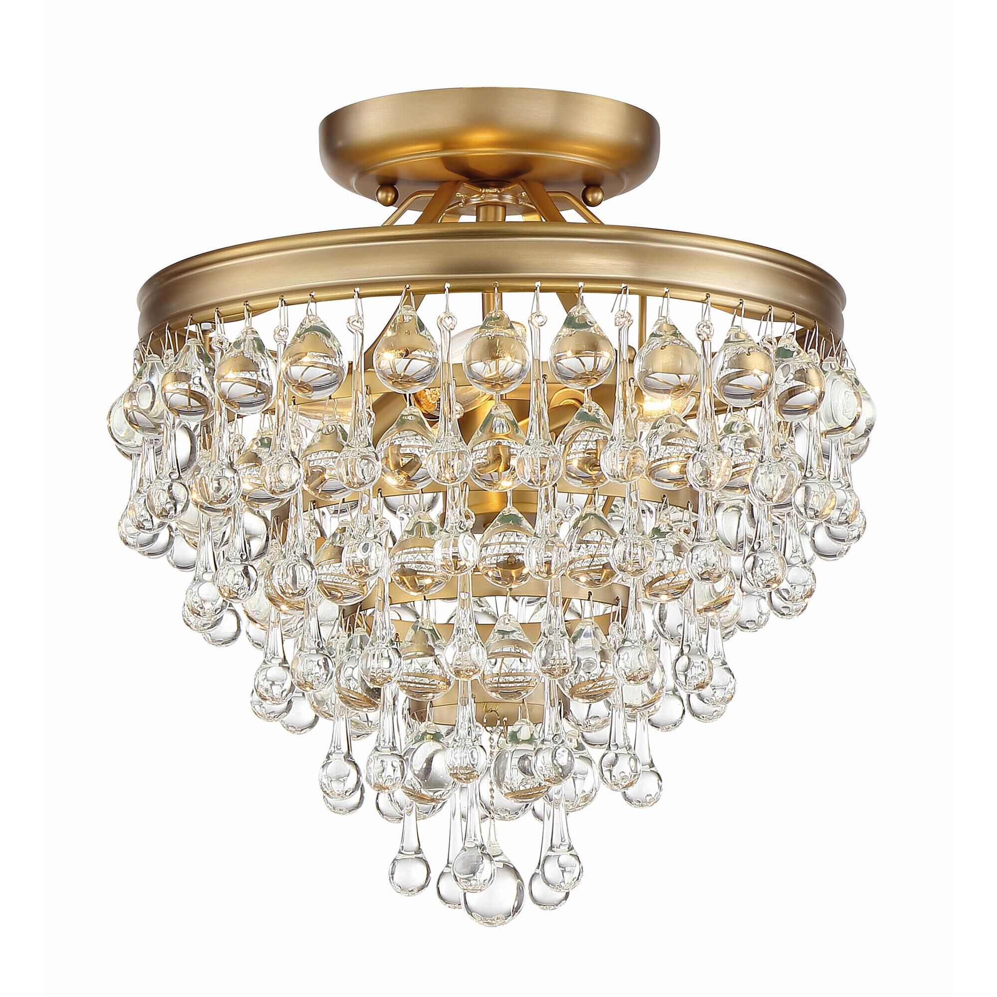 Shown in Vibrant Gold finish and Clear Glass Drops crystal