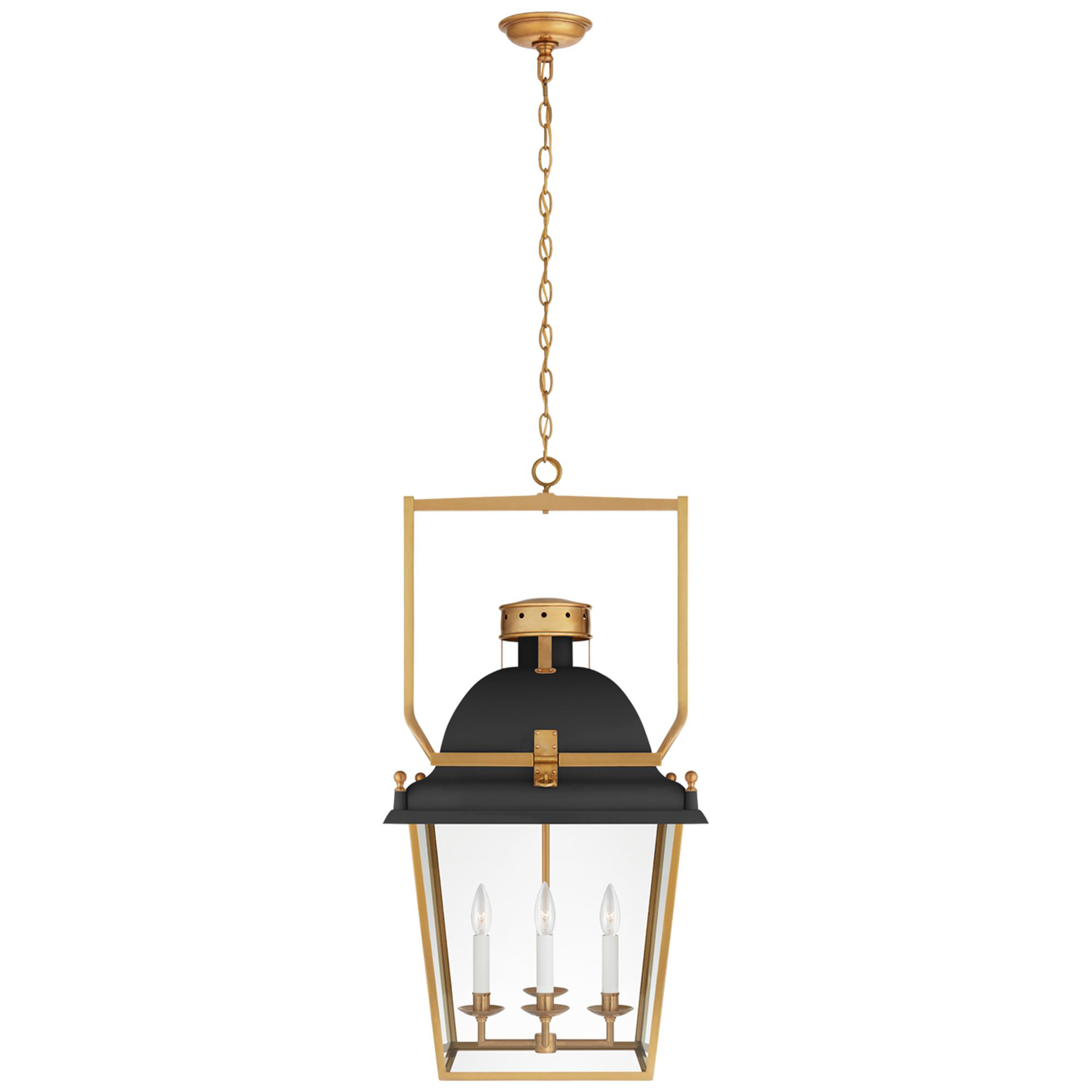 Shown in Matte Black And Antique-Burnished Brass finish and Clear glass and Clear Glass shade
