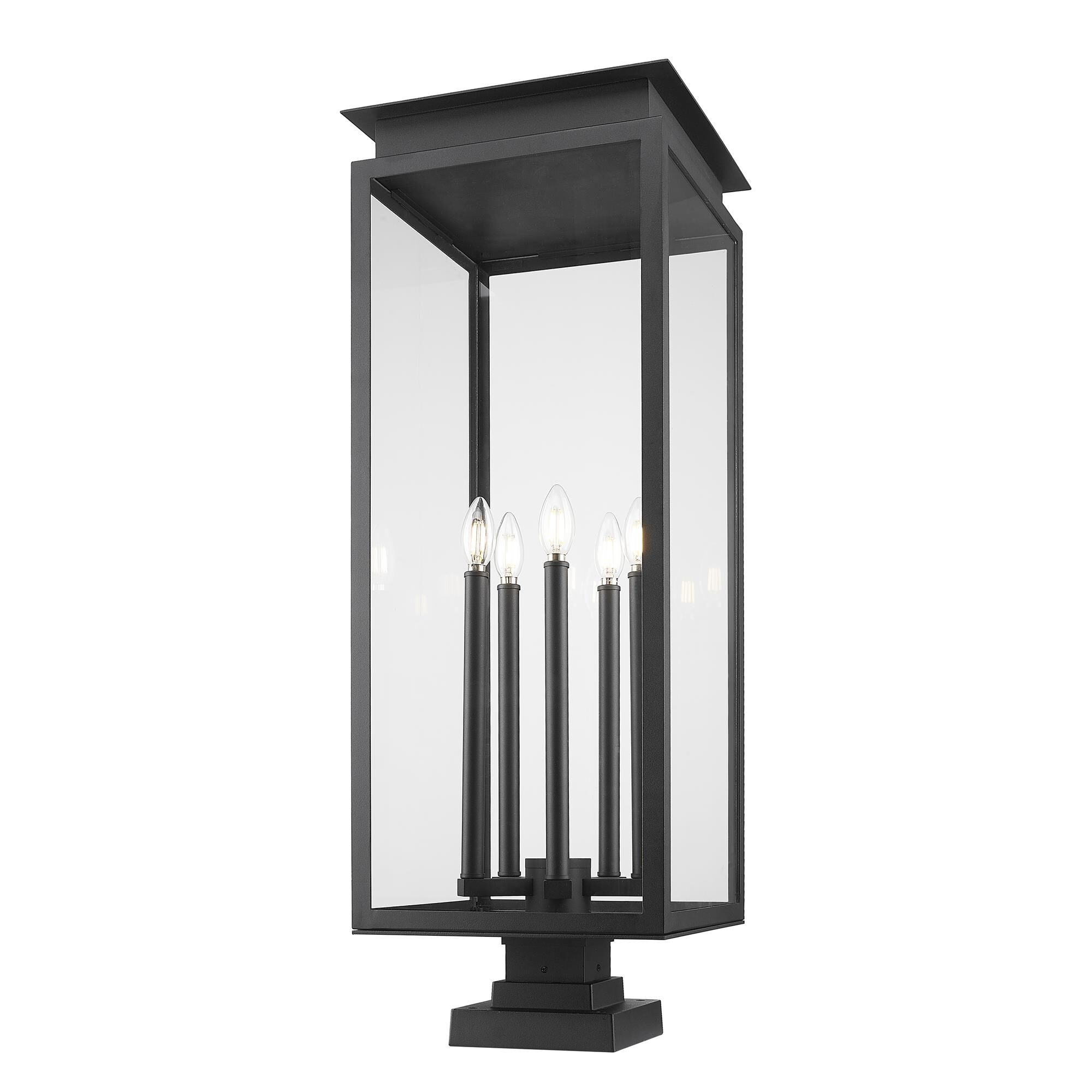Shown in Black finish and Clear glass and Clear shade