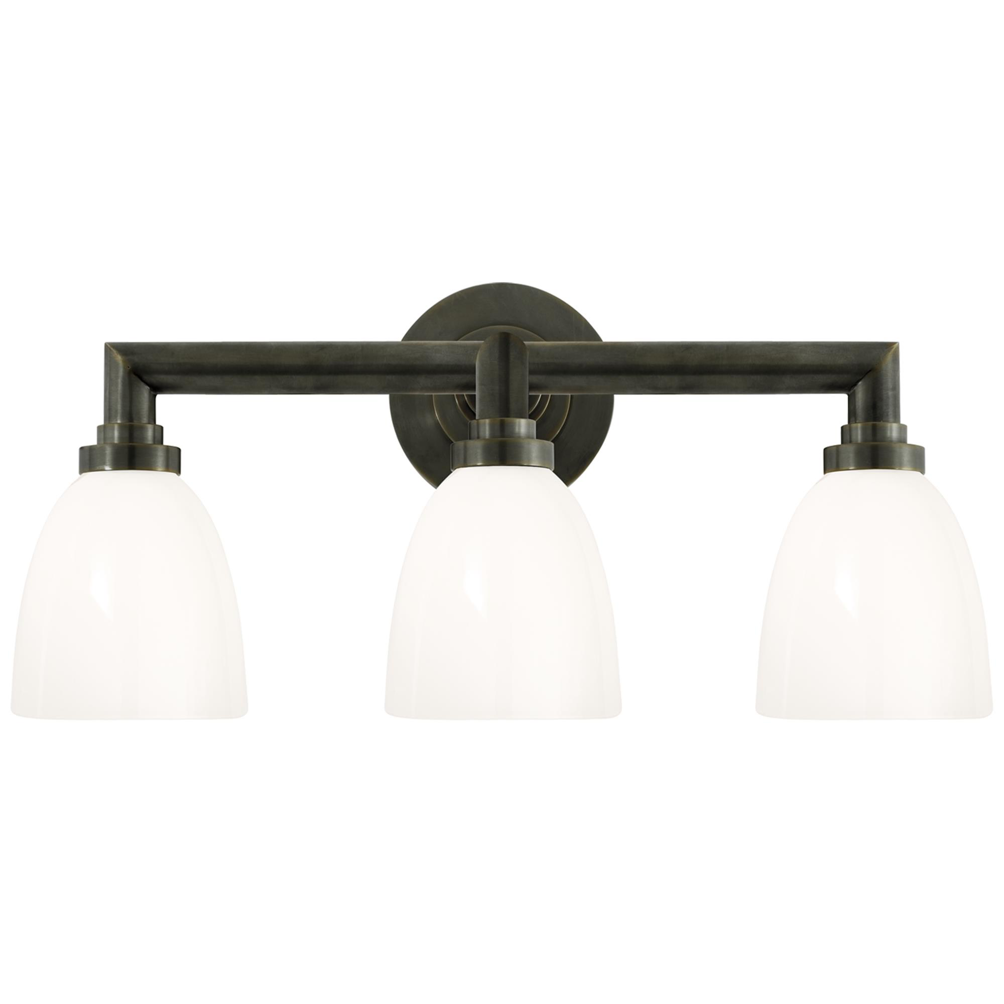 Shown in Bronze finish and White glass