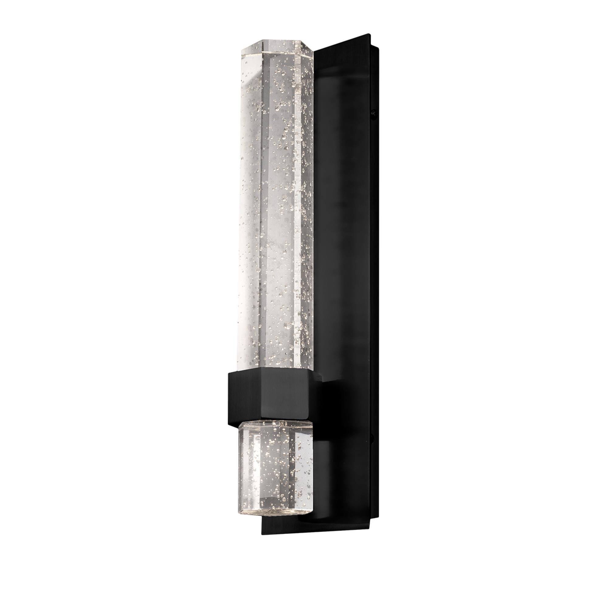 Shown in Black finish and Clear Encased with Bubbles glass