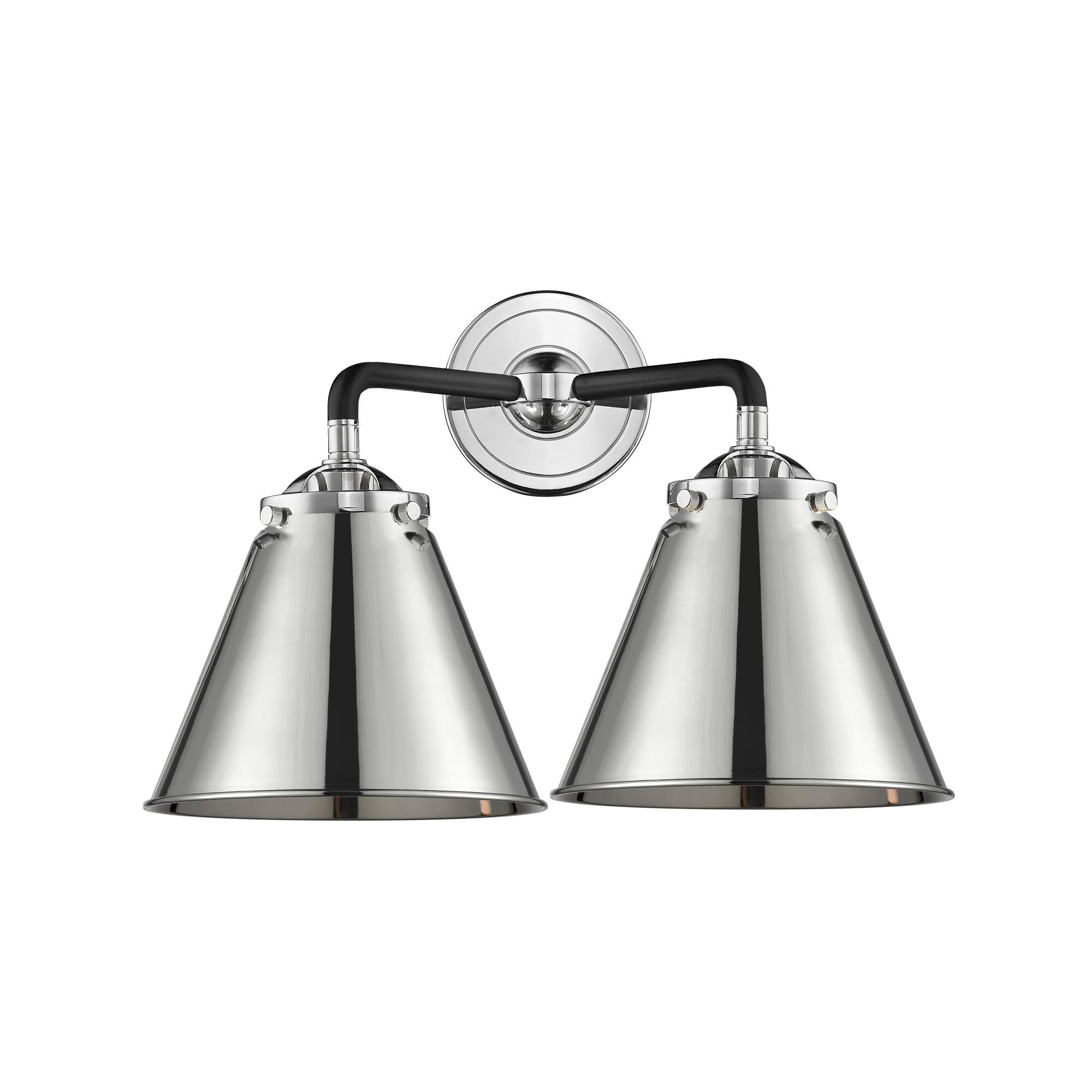 Shown in Black Polished Nickel finish and Metal - Polished Nickel shade