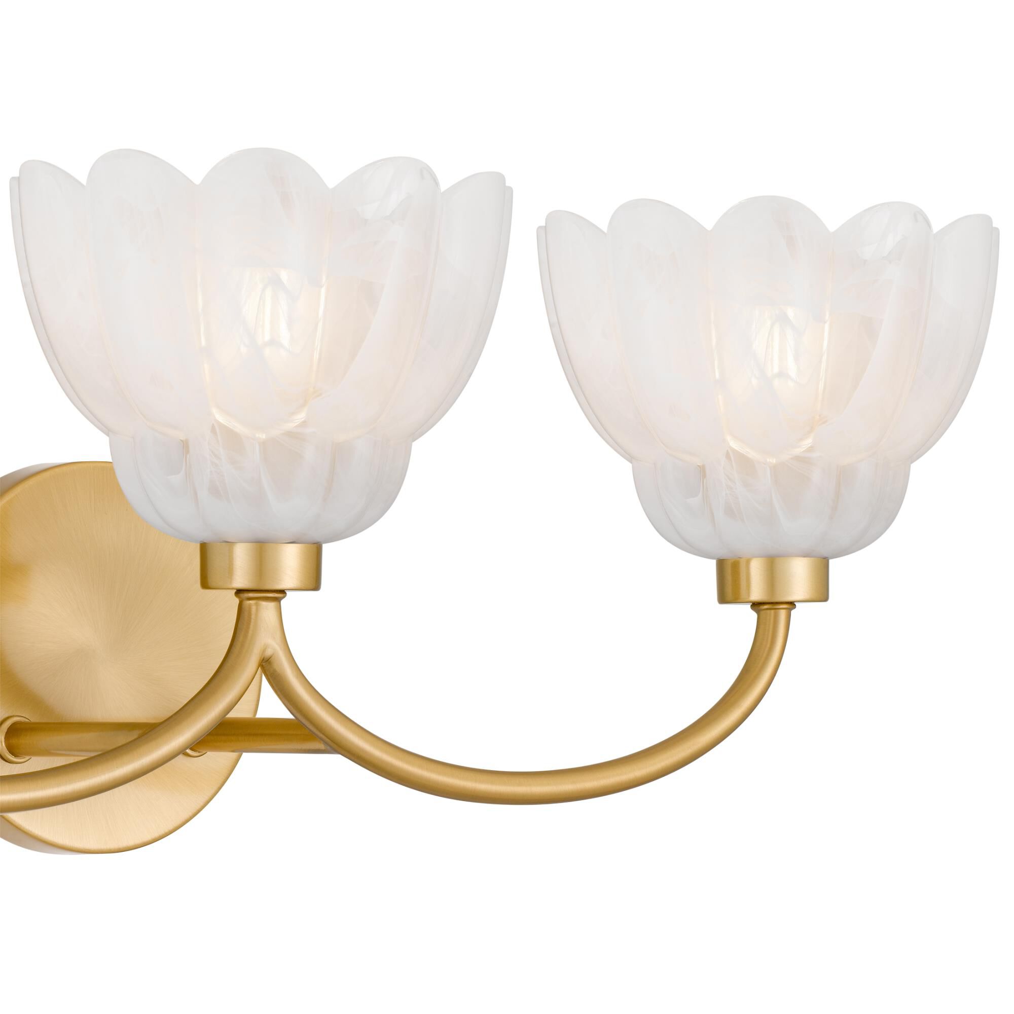 Shown in Brushed Gold finish and Alabaster Glass shade