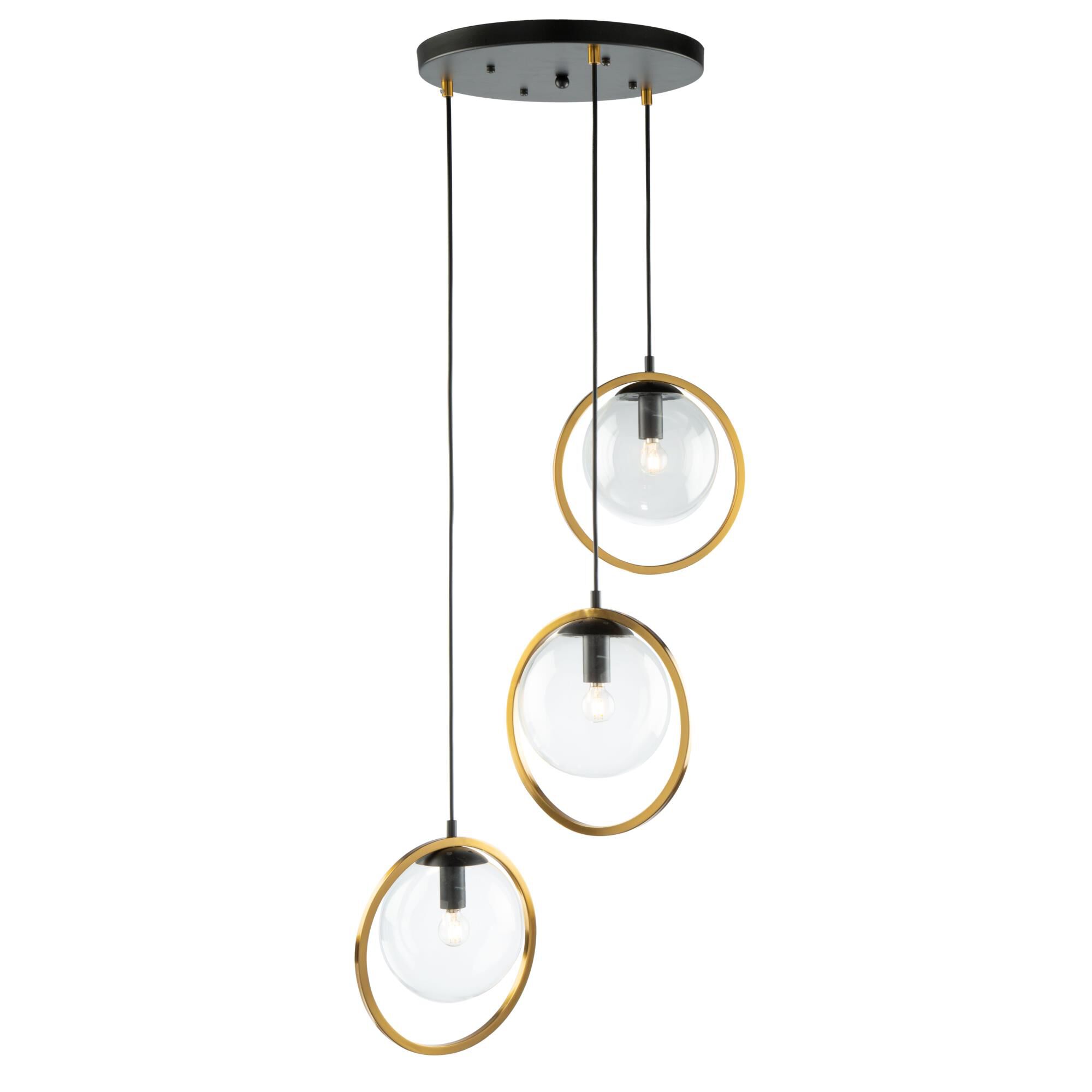 Shown in Black & Vintage Brass finish and Glass shade