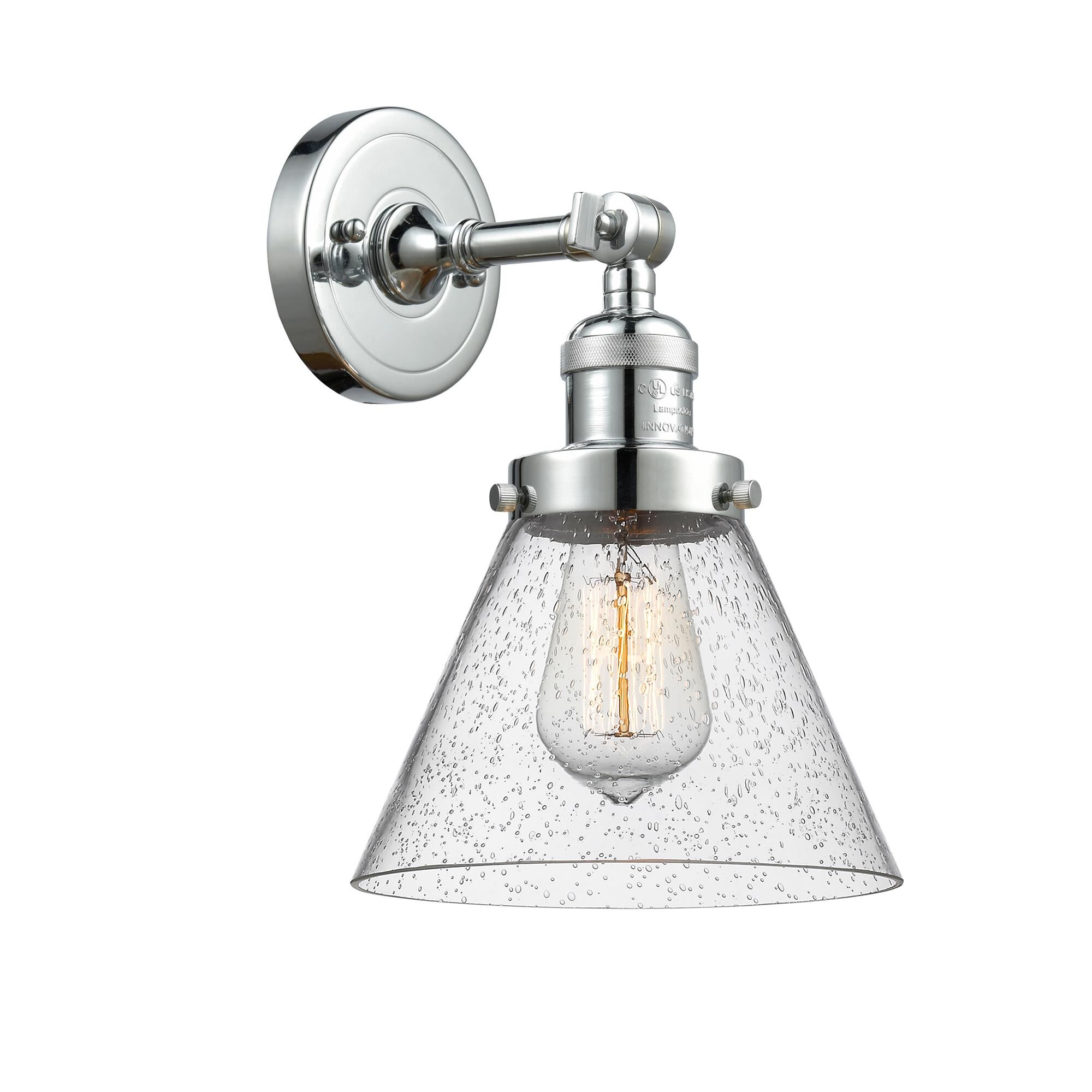 Shown in Polished Chrome finish and Seedy glass