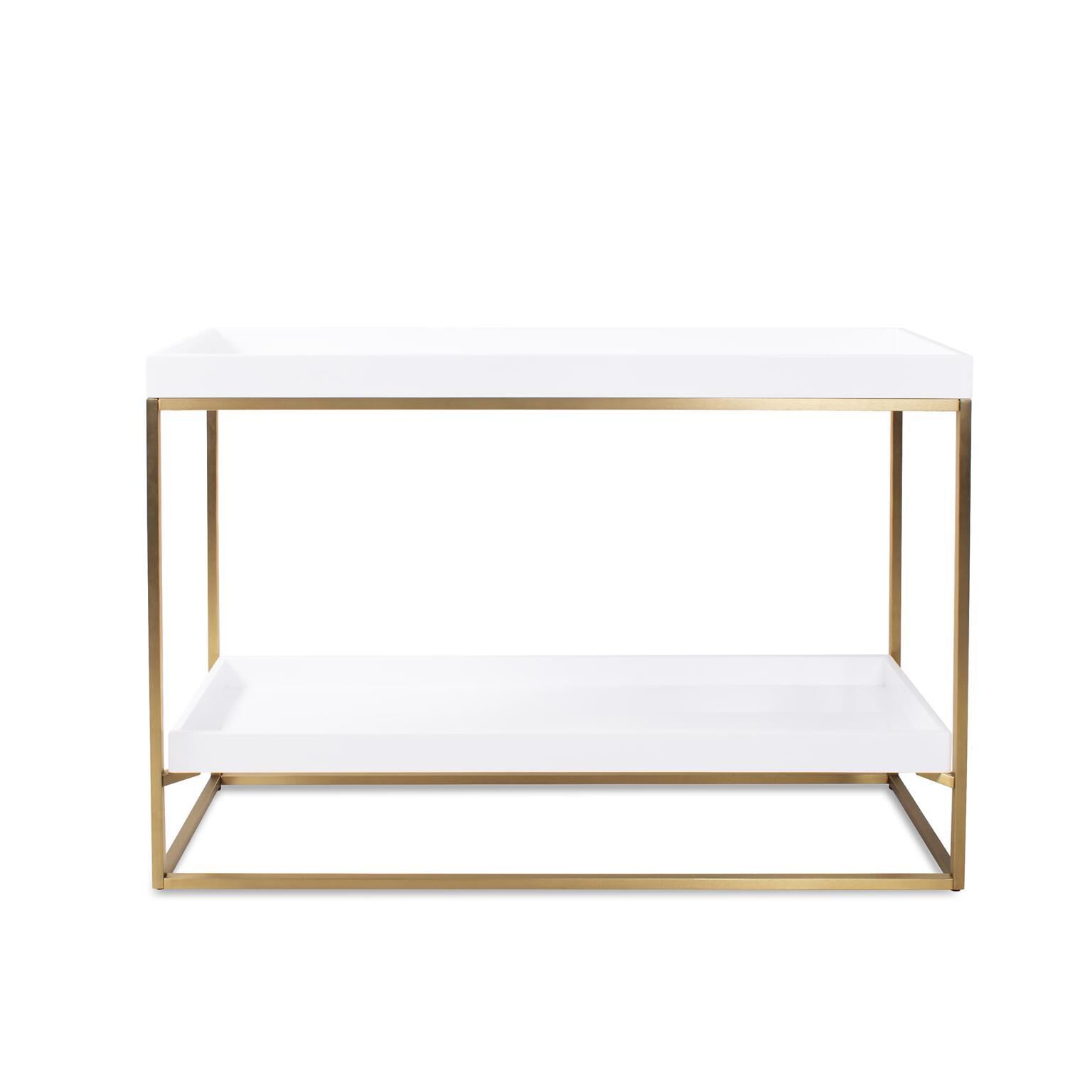 Shown in Glossy, White and Brass finish