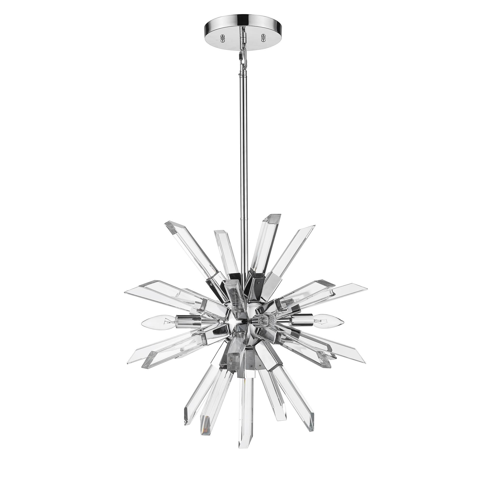 Shown in Chrome finish and Crystal glass and Crystal shade