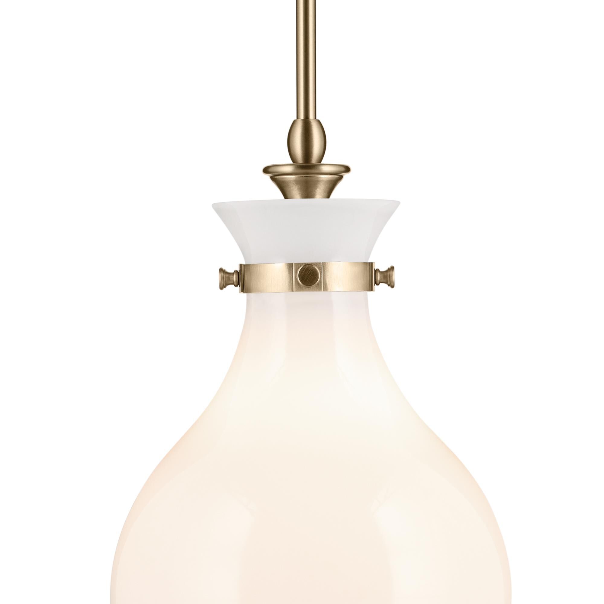 Shown in Champagne Bronze finish and Opal glass