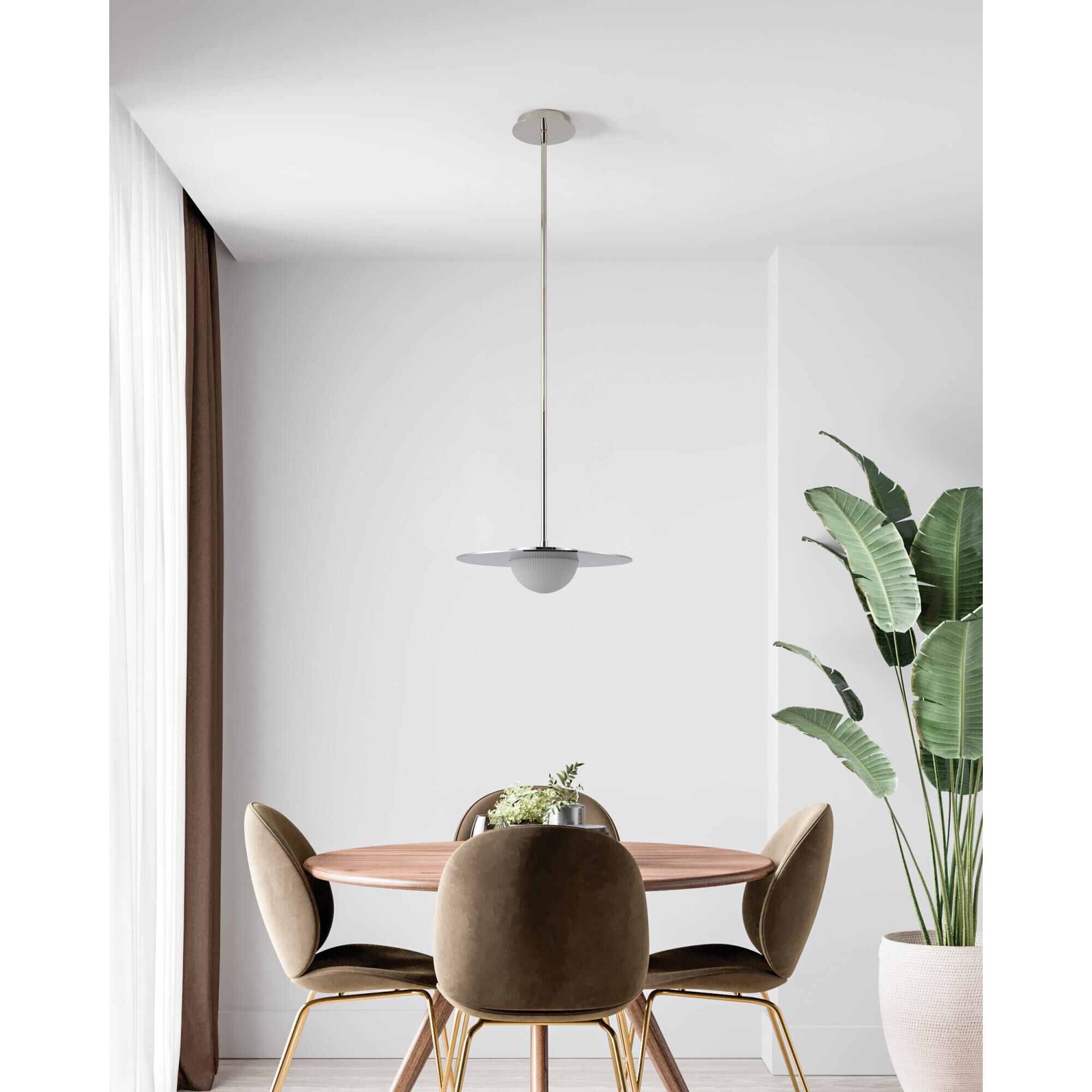 Shown in Polished Nickel finish and Opal Ribbed glass