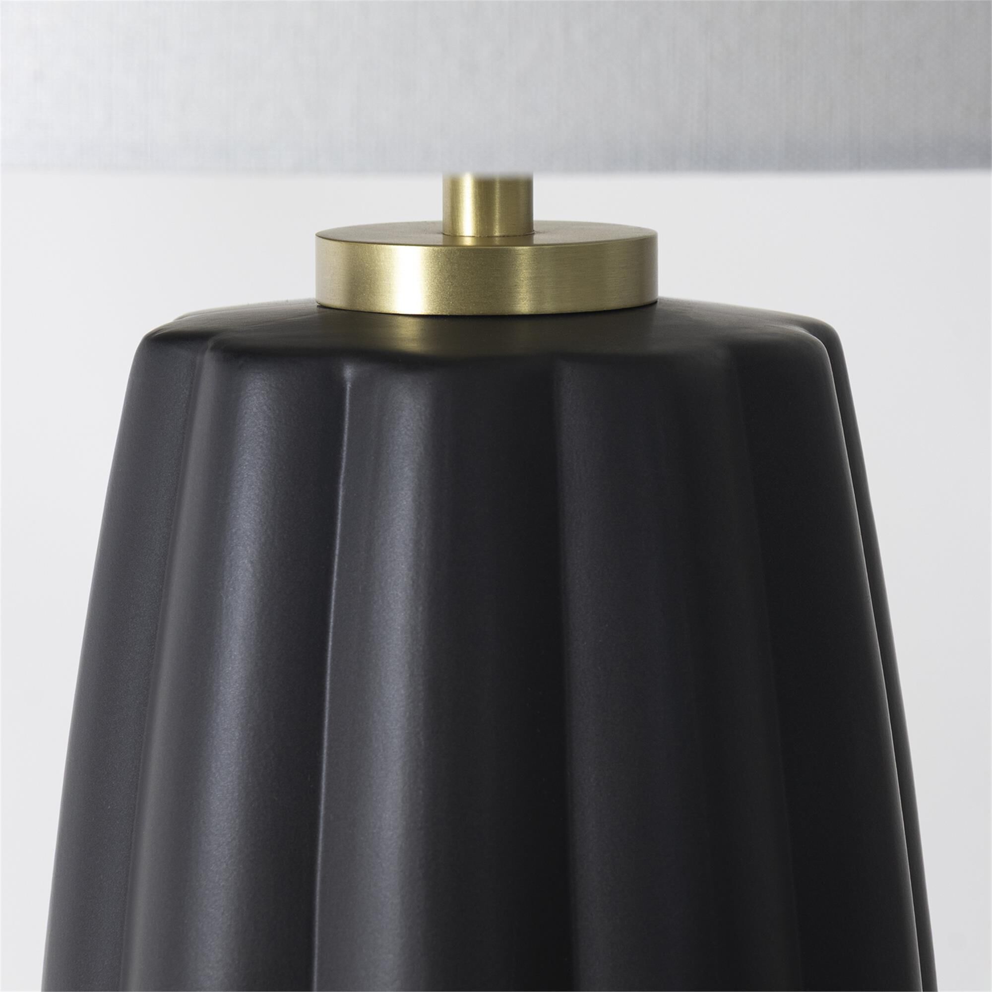 Shown in Black finish and Linen shade