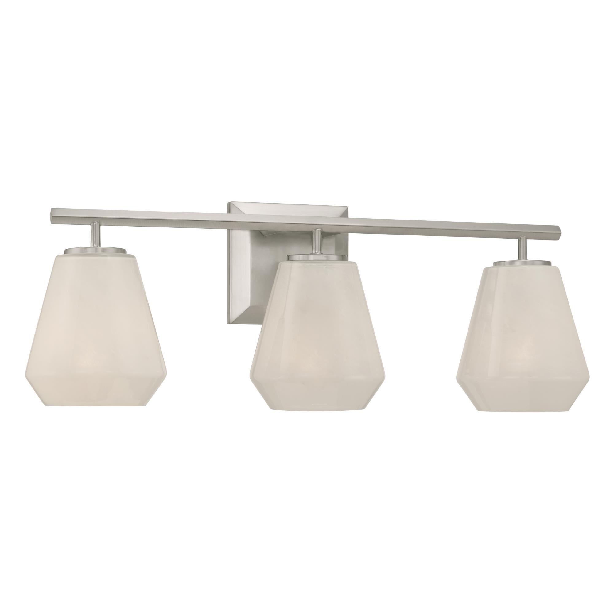 Shown in Brushed Nickel finish and Alabaster glass