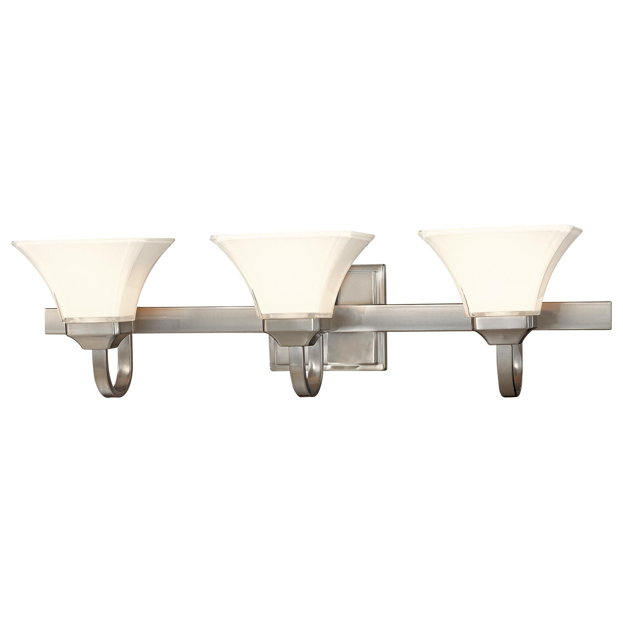 Shown in Brushed Nickel finish and Lamina Blanca glass