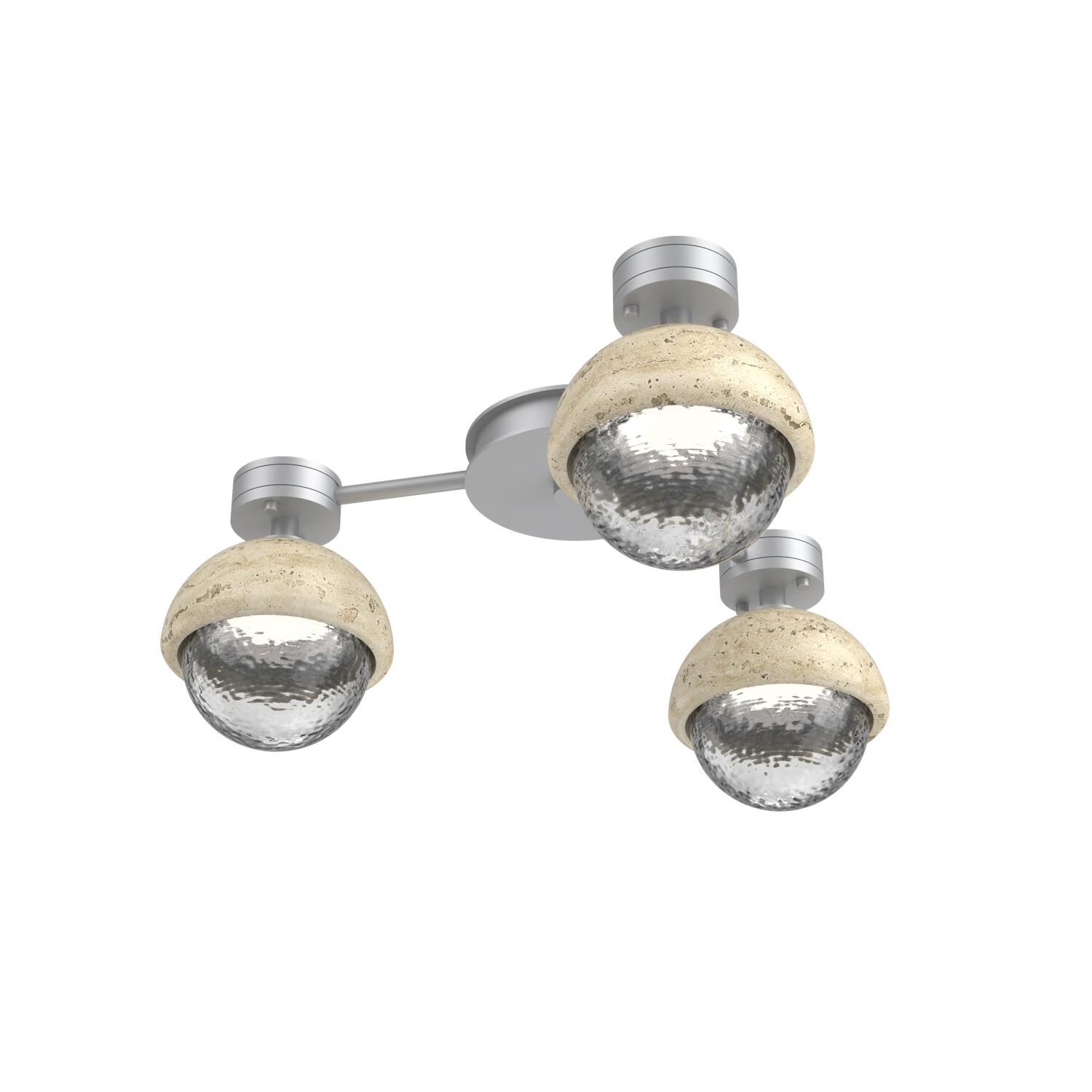 Shown in Classic Silver finish and Clear glass and Travertine Stone accent