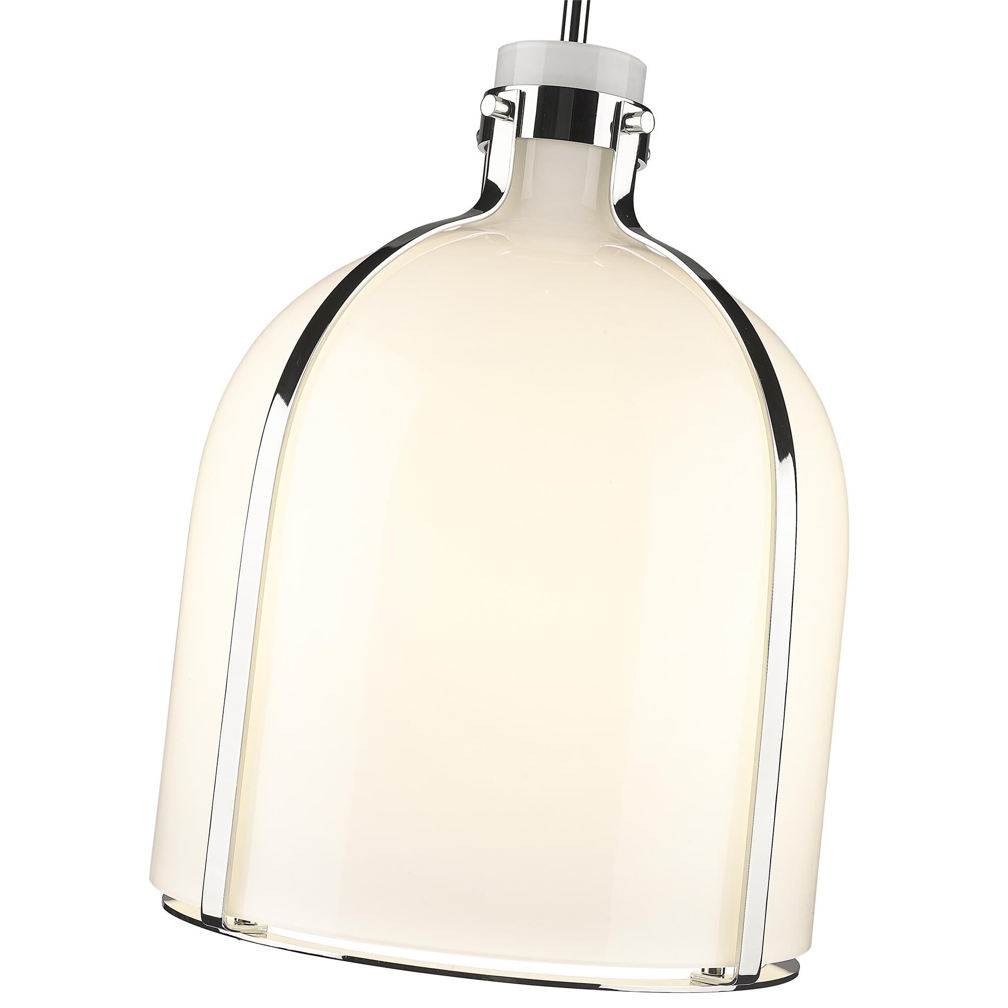 Shown in Polished Nickel finish and White Opal glass and No Shade shade