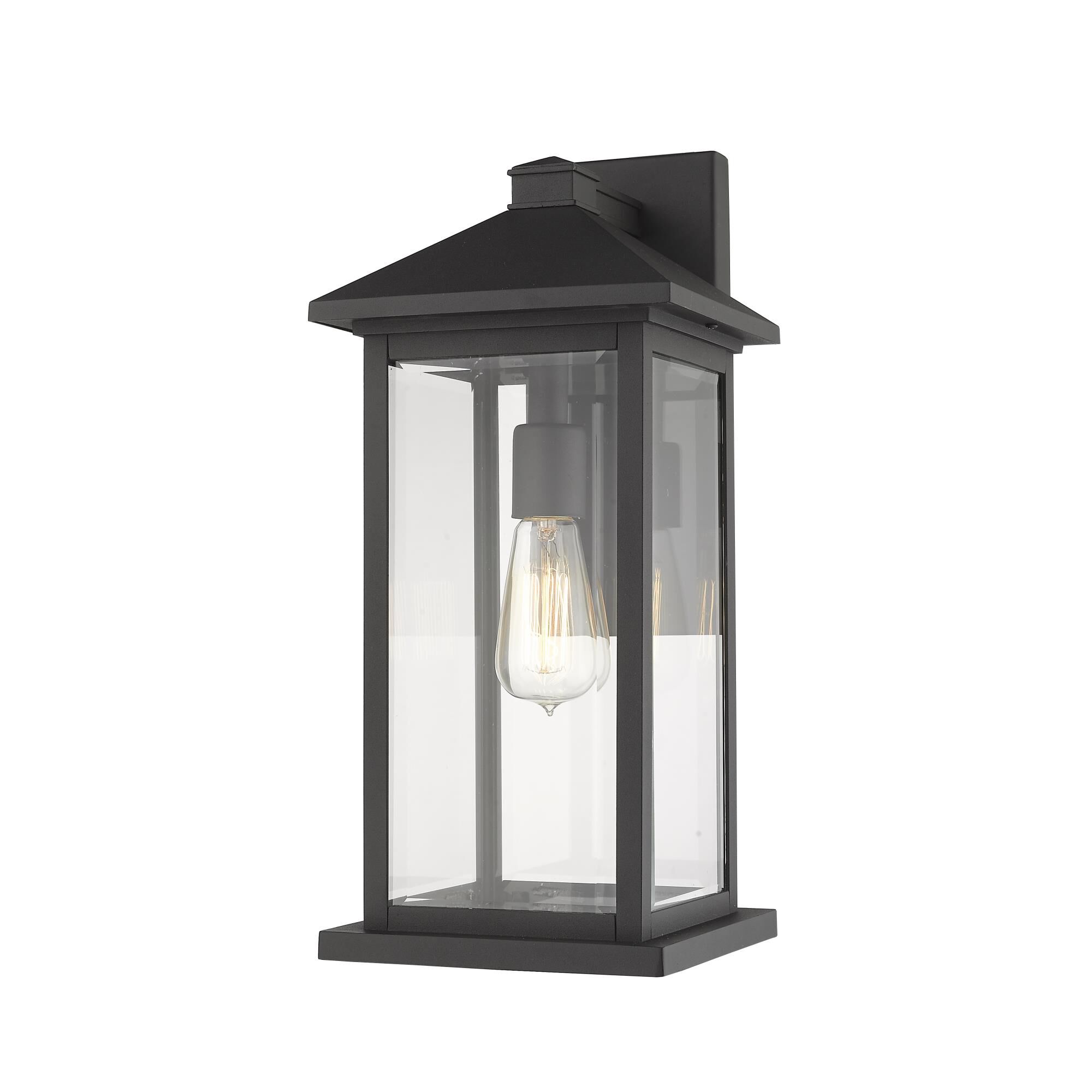 Shown in Black finish and Glass shade