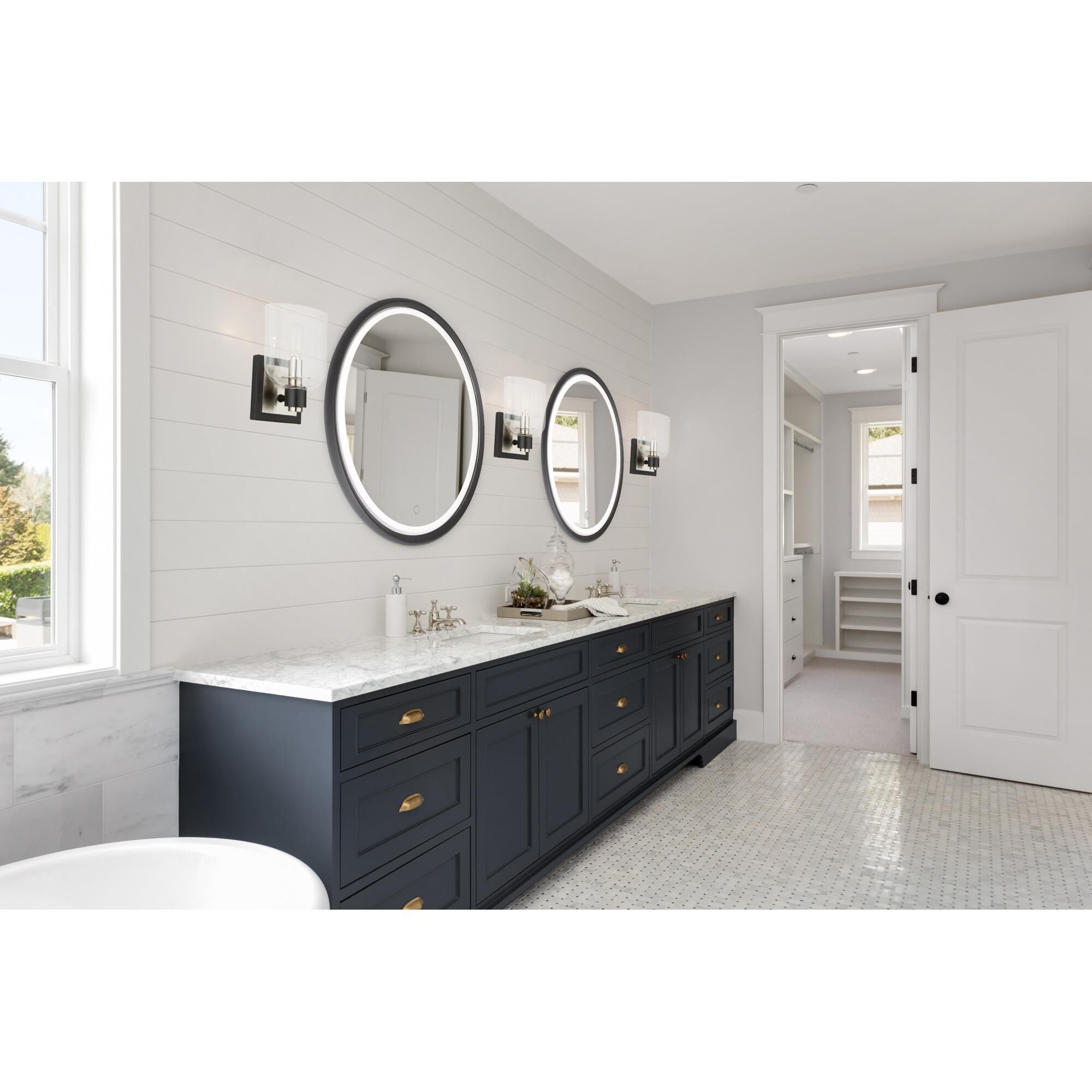 Shown in Black and Brushed Nickel finish and Clear glass