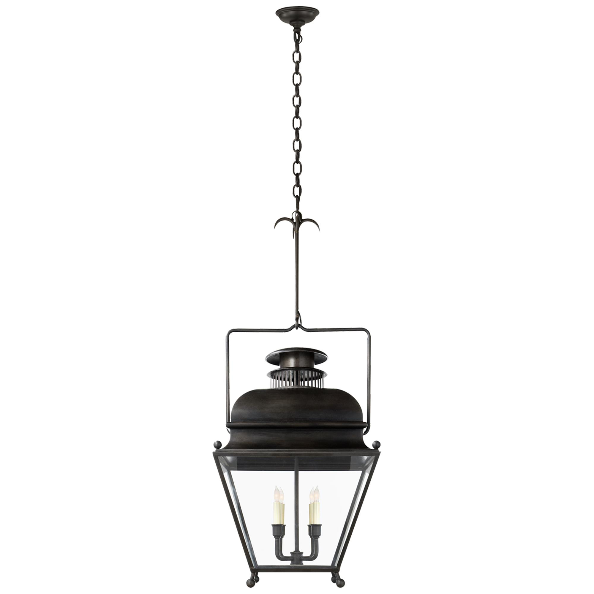 Shown in Aged Iron finish and Clear glass