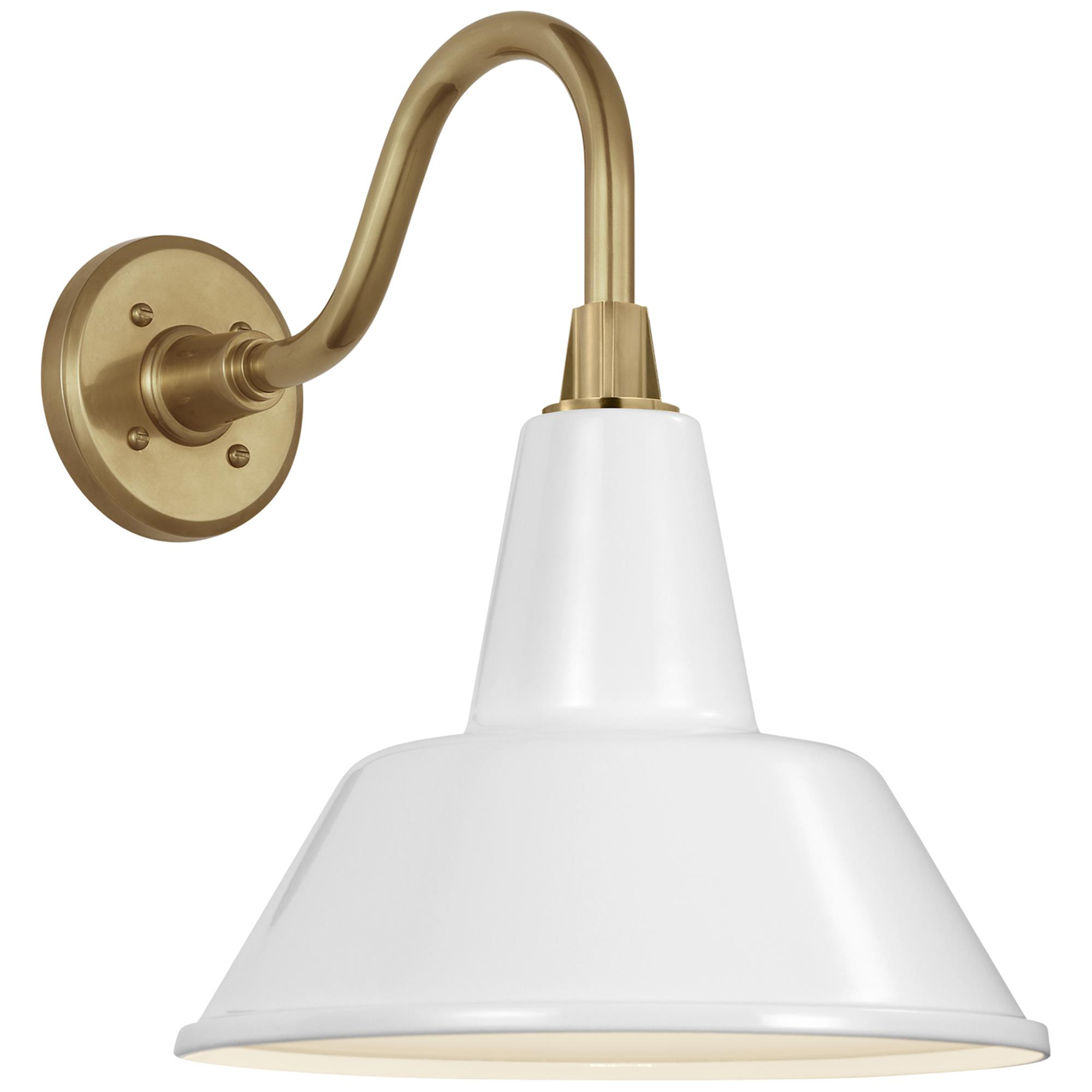 Shown in Hand-Rubbed Antique Brass finish and White Bowers shade