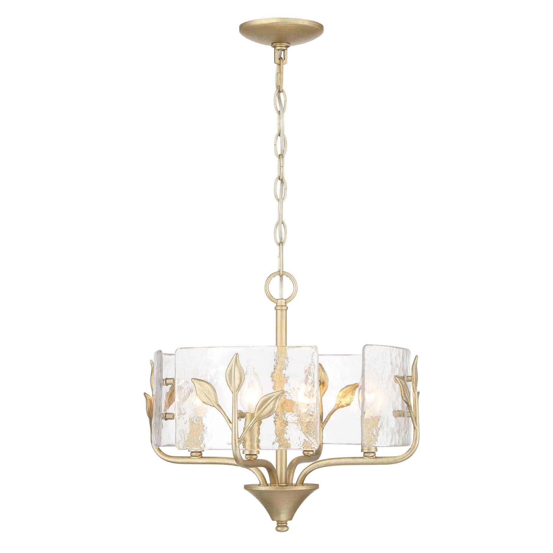 Shown in White Gold finish and Clear glass