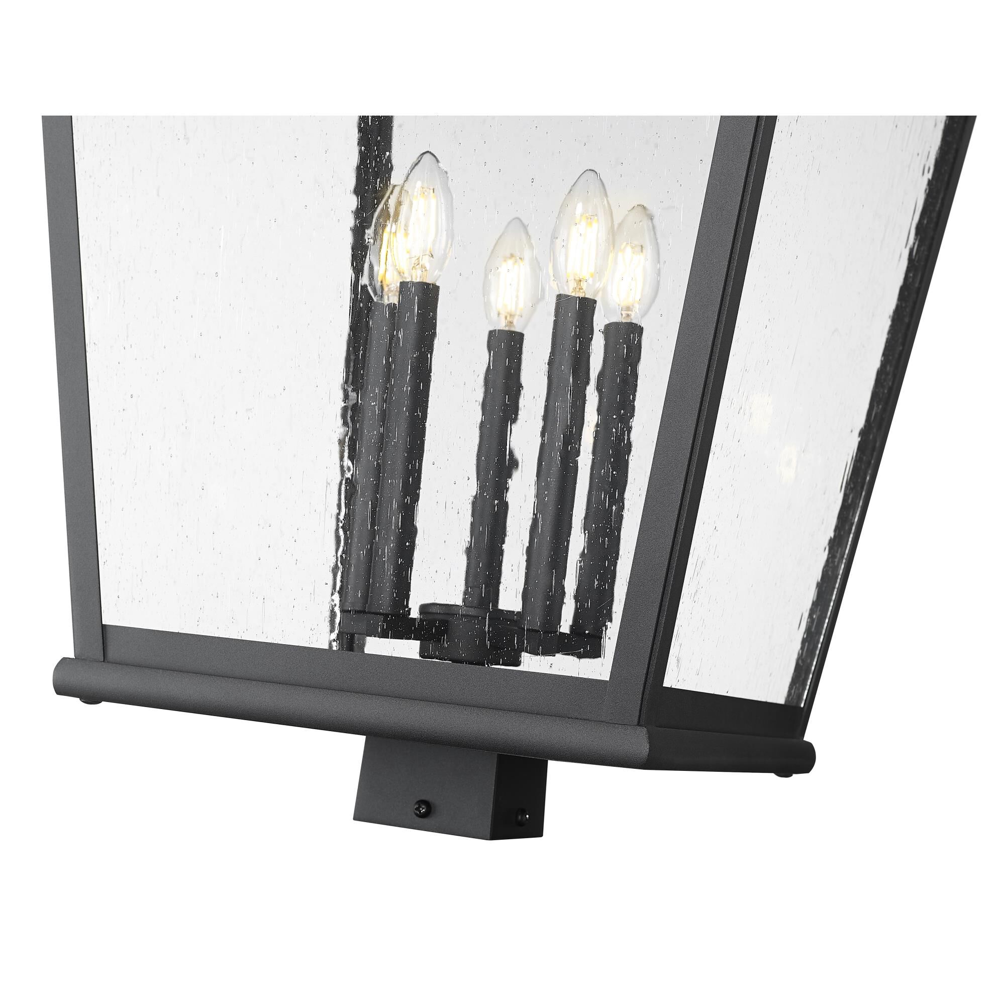 Shown in Sand Black finish and Clear Seedy glass