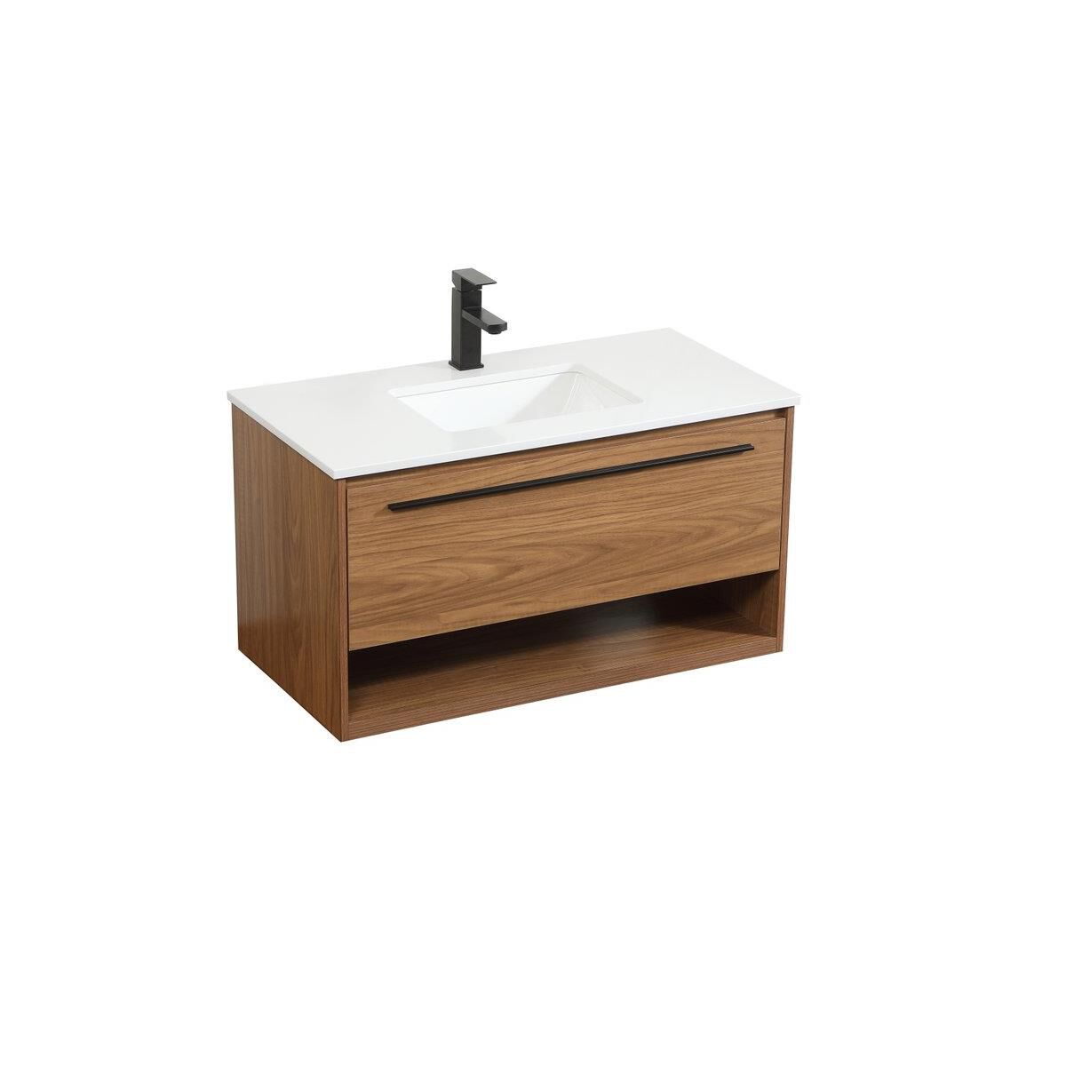 Shown in Walnut Brown finish and Without Backsplash accent