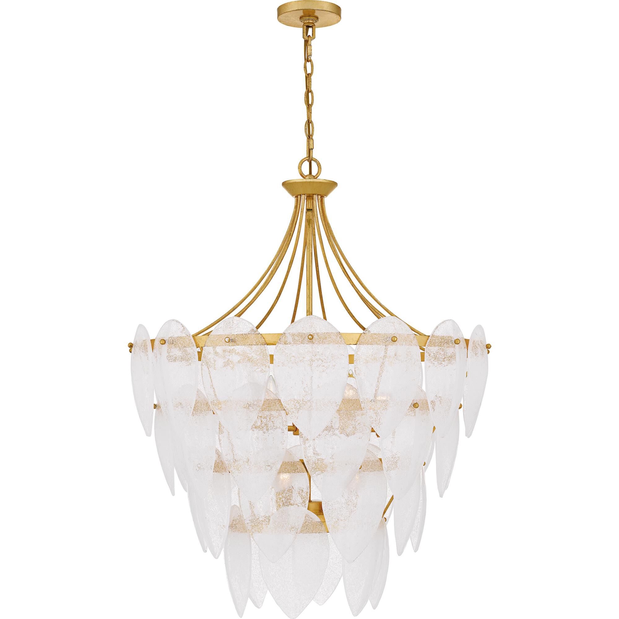 Shown in Gold Leaf finish and Clear Seedy Glass shade